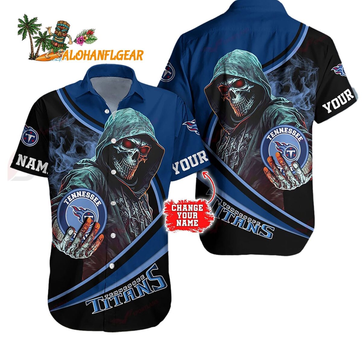 Tennessee Titans Special Halloween Skull Personalized Hawaiian Shirt 1