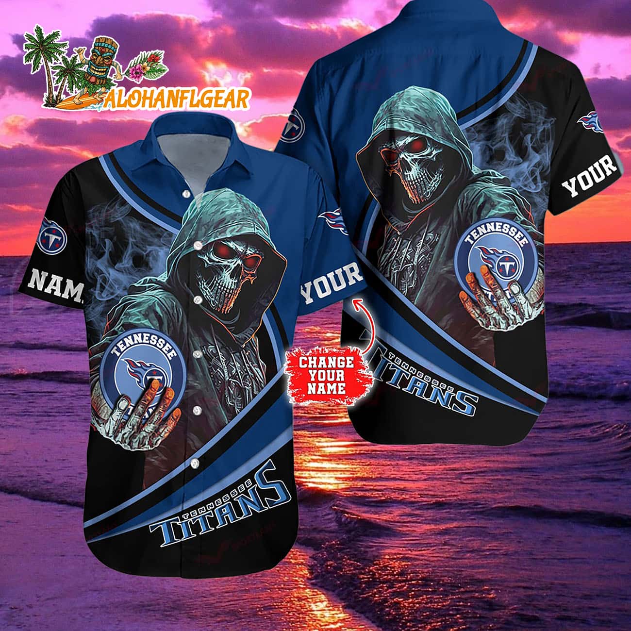 Tennessee Titans Special Halloween Skull Personalized Hawaiian Shirt Tennessee Titans Special Halloween Skull Personalized Hawaiian Shirt