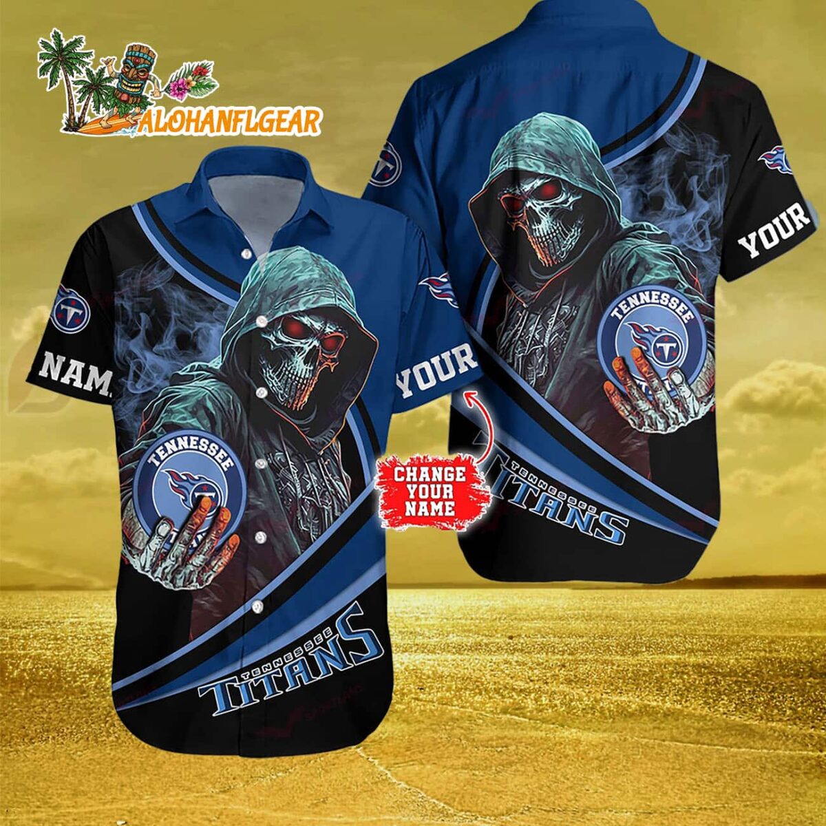Tennessee Titans Special Halloween Skull Personalized Hawaiian Shirt 3