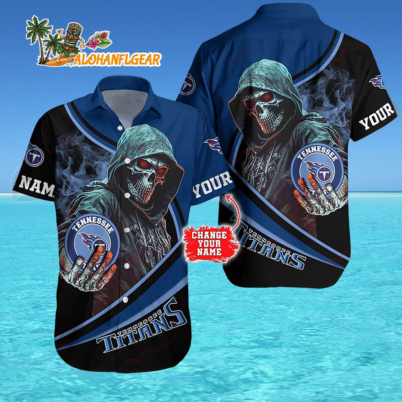 Tennessee Titans Special Halloween Skull Personalized Hawaiian Shirt Tennessee Titans Special Halloween Skull Personalized Hawaiian Shirt