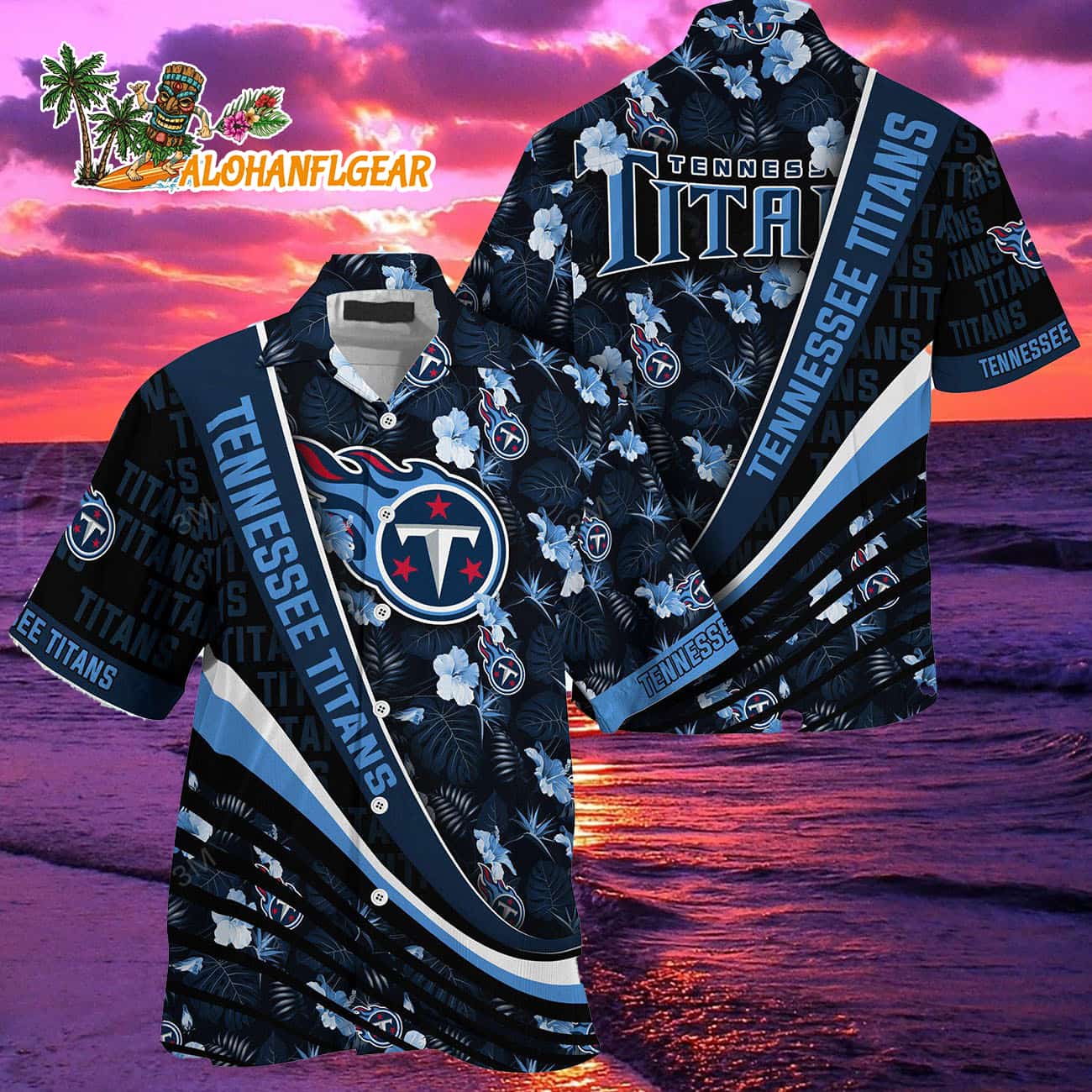 Tennessee Titans Summer Hawaii Shirt With Tropical Flower Pattern Tennessee Titans Summer Hawaii Shirt With Tropical Flower Pattern