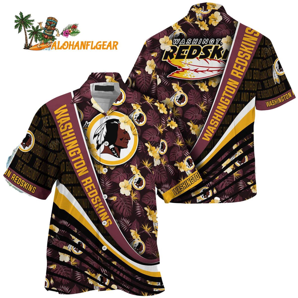 Washington Redskins Summer Hawaii Shirt With Tropical Flower Pattern 1