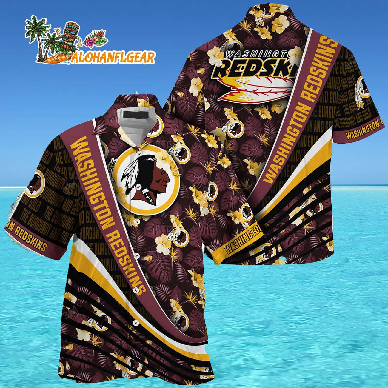 Washington Redskins Summer Hawaii Shirt With Tropical Flower Pattern Washington Redskins Summer Hawaii Shirt With Tropical Flower Pattern