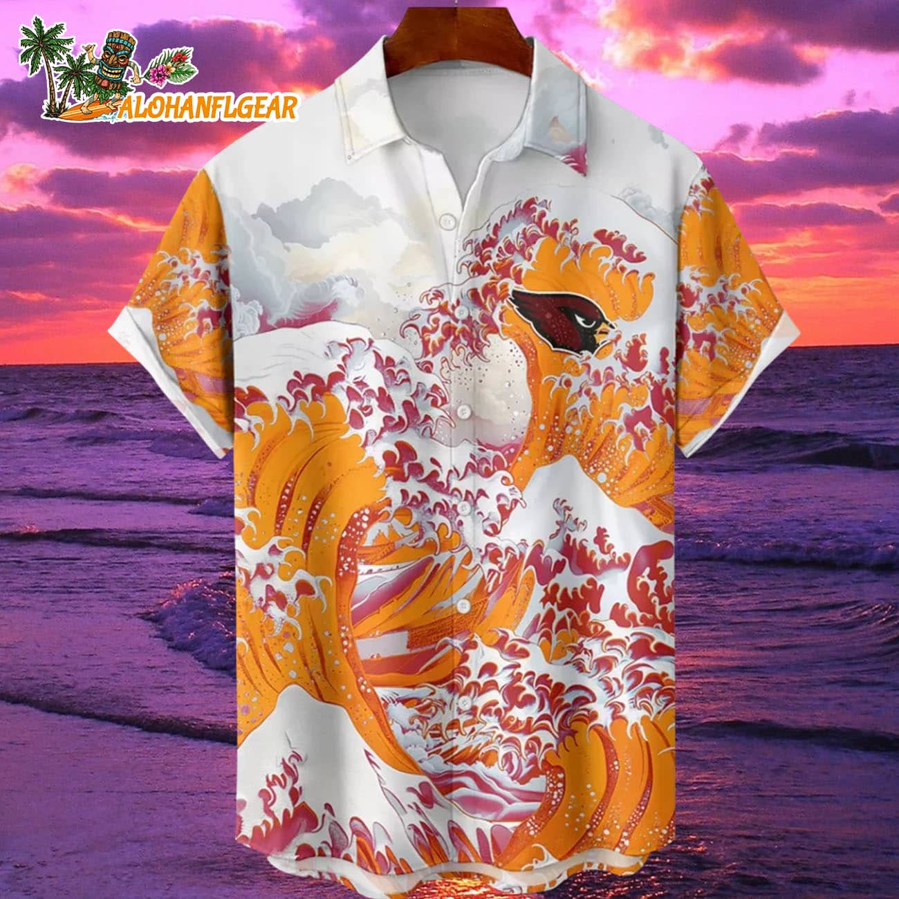 Arizona Cardinals Great Wave Hawaiian Shirt Custom Name And Number NFL Aloha Shirt Arizona Cardinals Great Wave Hawaiian Shirt Custom Name And Number NFL Aloha Shirt