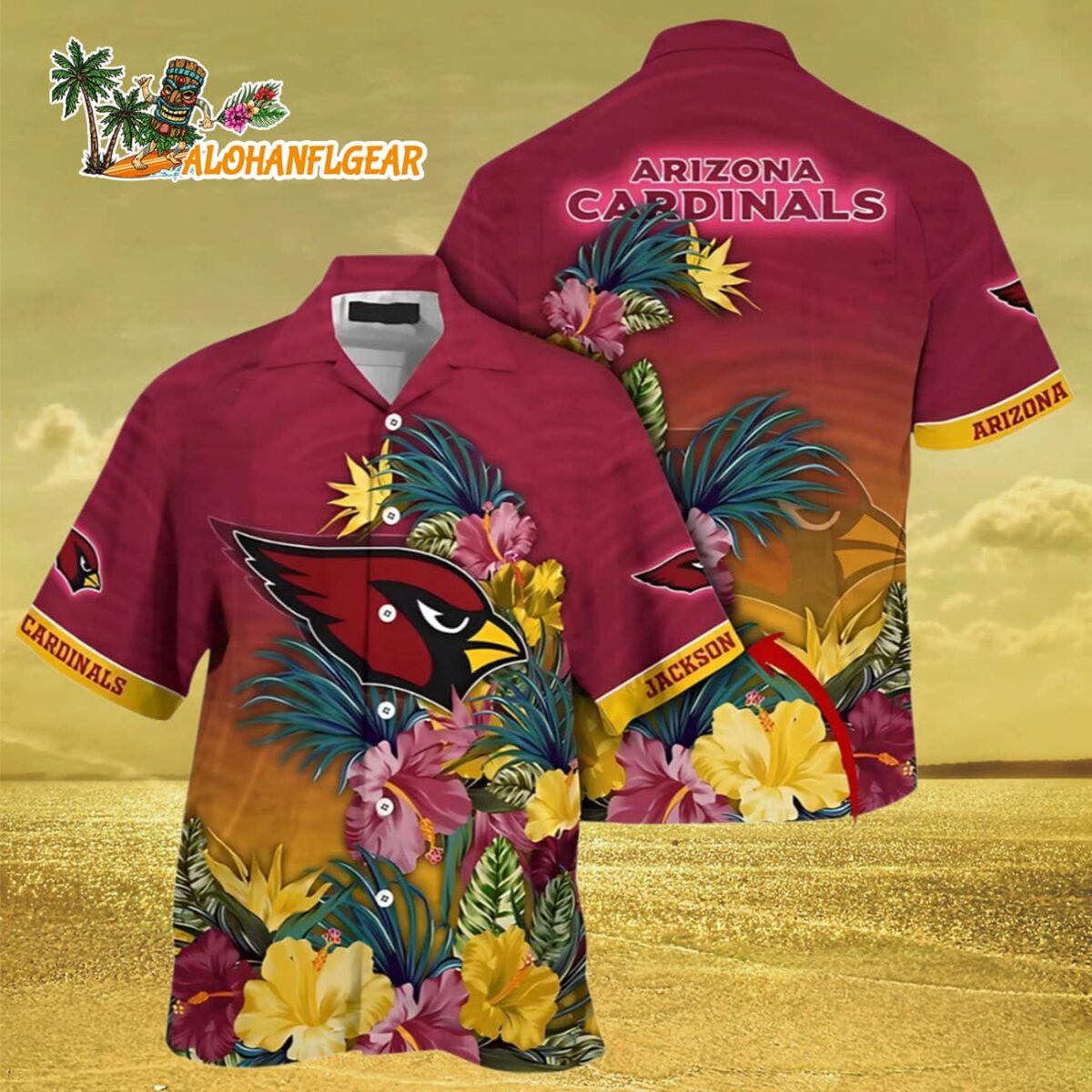 Arizona Cardinals Hawaiian Shirt Customizable Tropical Flower Arizona Cardinals Aloha Shirt 3