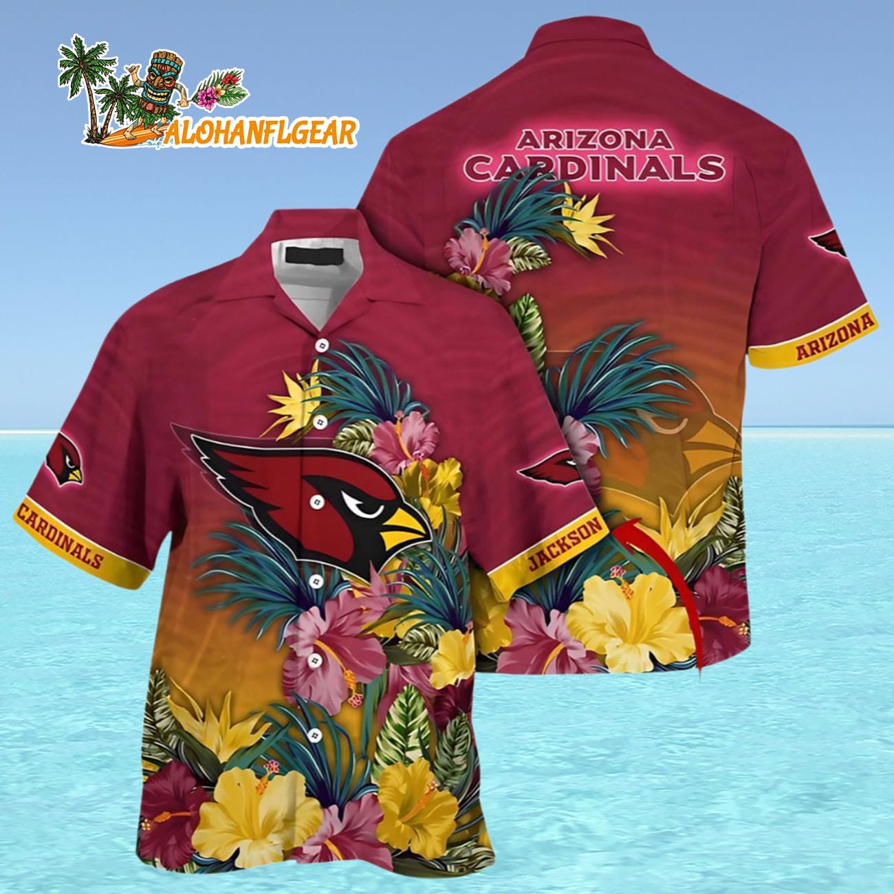 Arizona Cardinals Hawaiian Shirt Customizable Tropical Flower, Arizona Cardinals Aloha Shirt Arizona Cardinals Hawaiian Shirt Customizable Tropical Flower, Arizona Cardinals Aloha Shirt