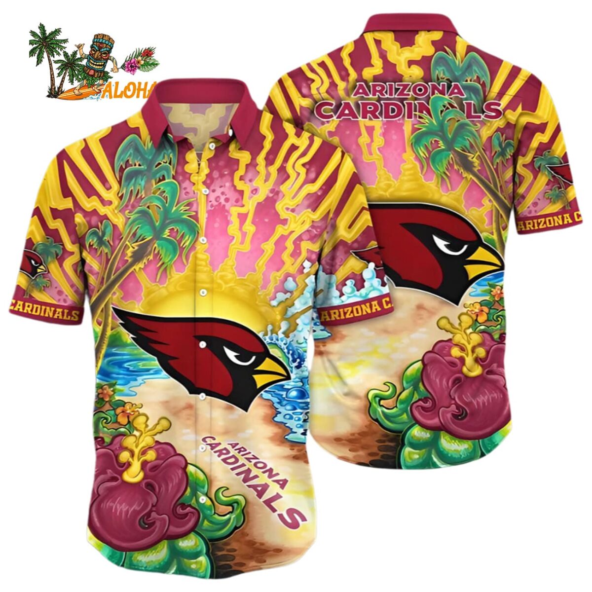 Arizona Cardinals Hawaiian Shirt Flower Hawaii Shirt For Fans Arizona Cardinals Aloha Shirt 1