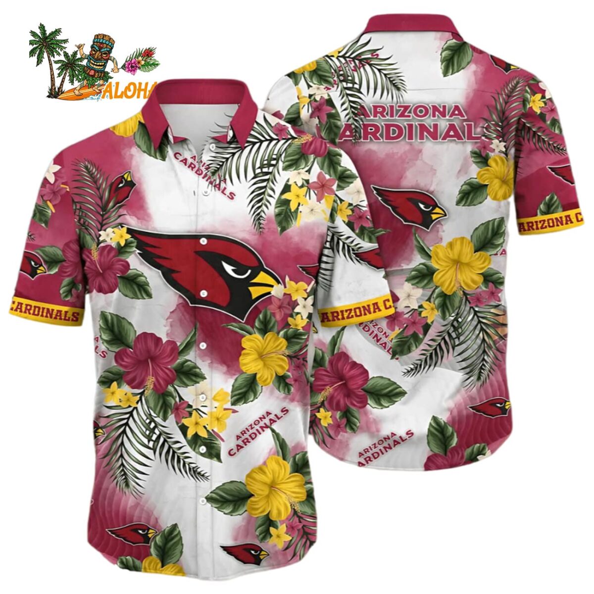 Arizona Cardinals Hawaiian Shirt Hibiscus Pattern Arizona Cardinals Aloha Shirt 1 1