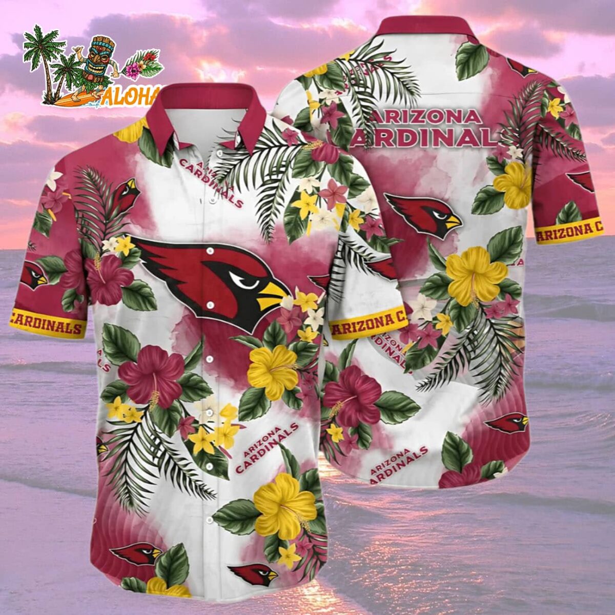 Arizona Cardinals Hawaiian Shirt Hibiscus Pattern Arizona Cardinals Aloha Shirt 2 1