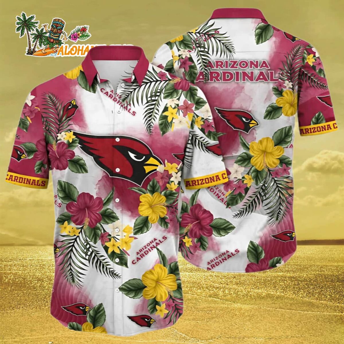 Arizona Cardinals Hawaiian Shirt Hibiscus Pattern Arizona Cardinals Aloha Shirt 3 1