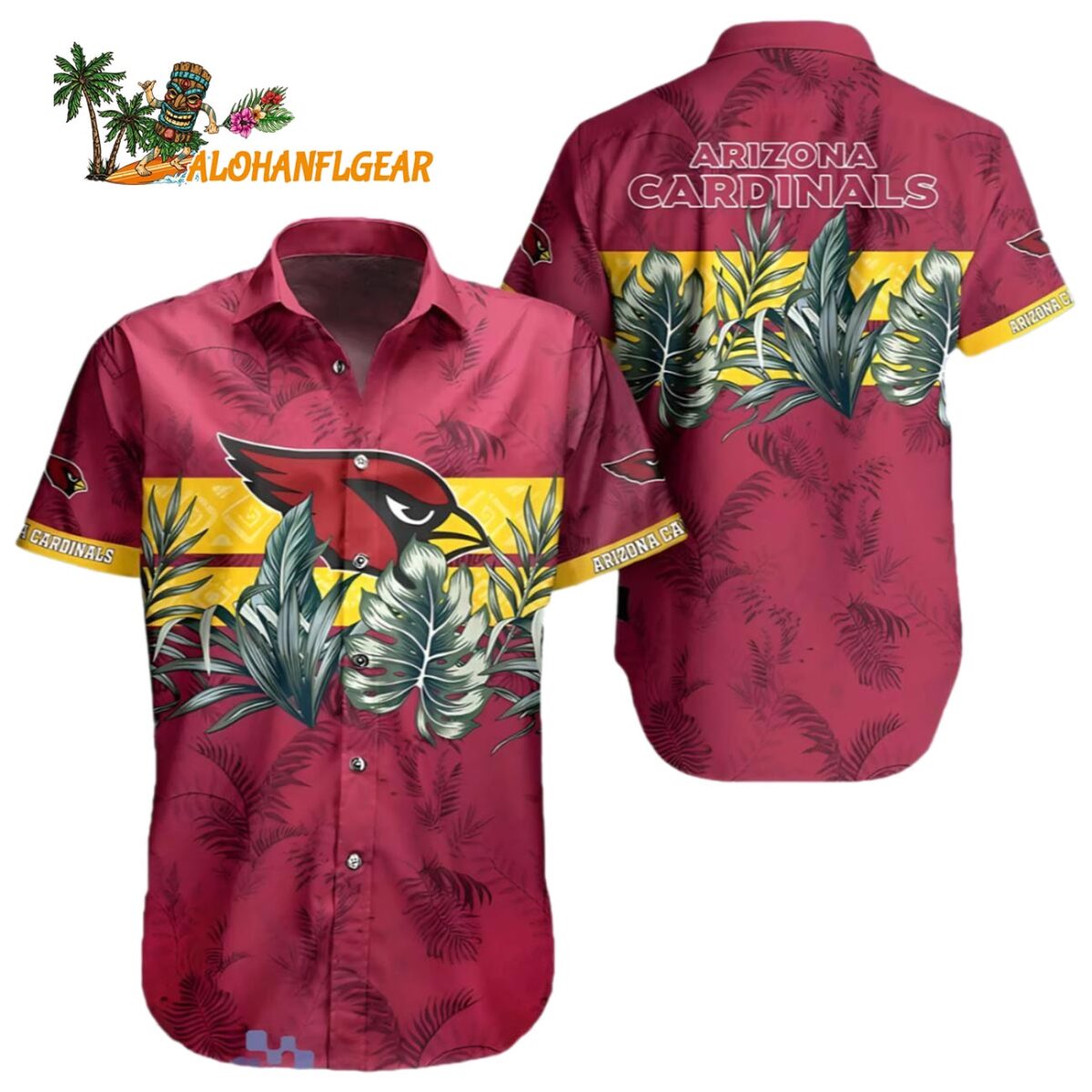 Arizona Cardinals Hawaiian Shirt Red Floral Pattern Arizona Cardinals Aloha Shirt 1 1