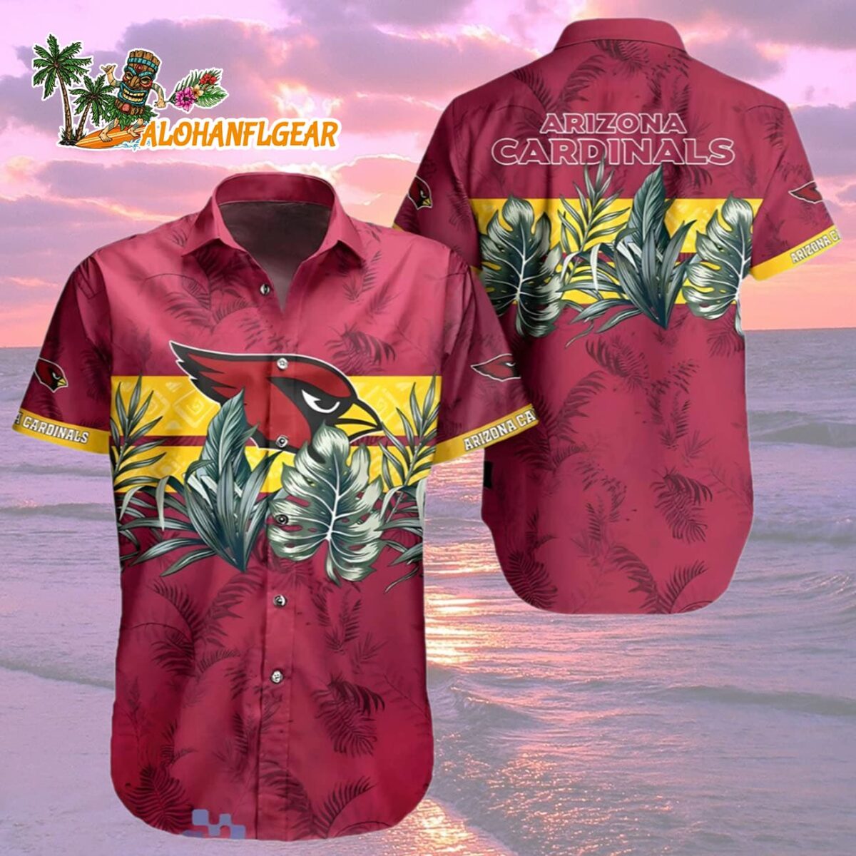 Arizona Cardinals Hawaiian Shirt Red Floral Pattern Arizona Cardinals Aloha Shirt 2 1