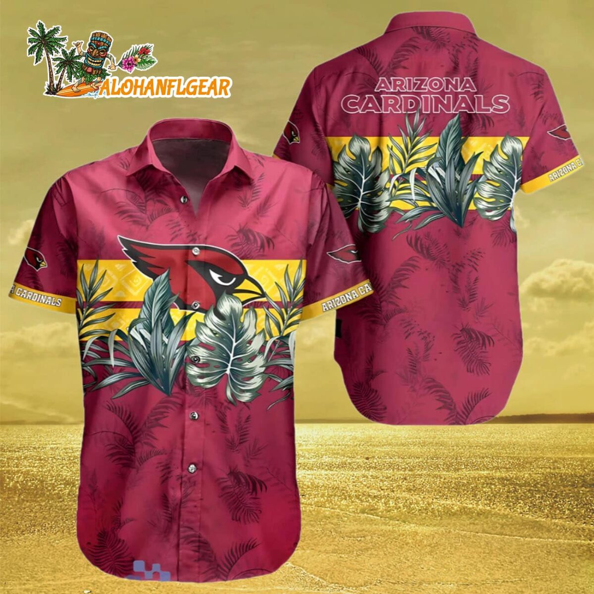 Arizona Cardinals Hawaiian Shirt Red Floral Pattern Arizona Cardinals Aloha Shirt 3 1