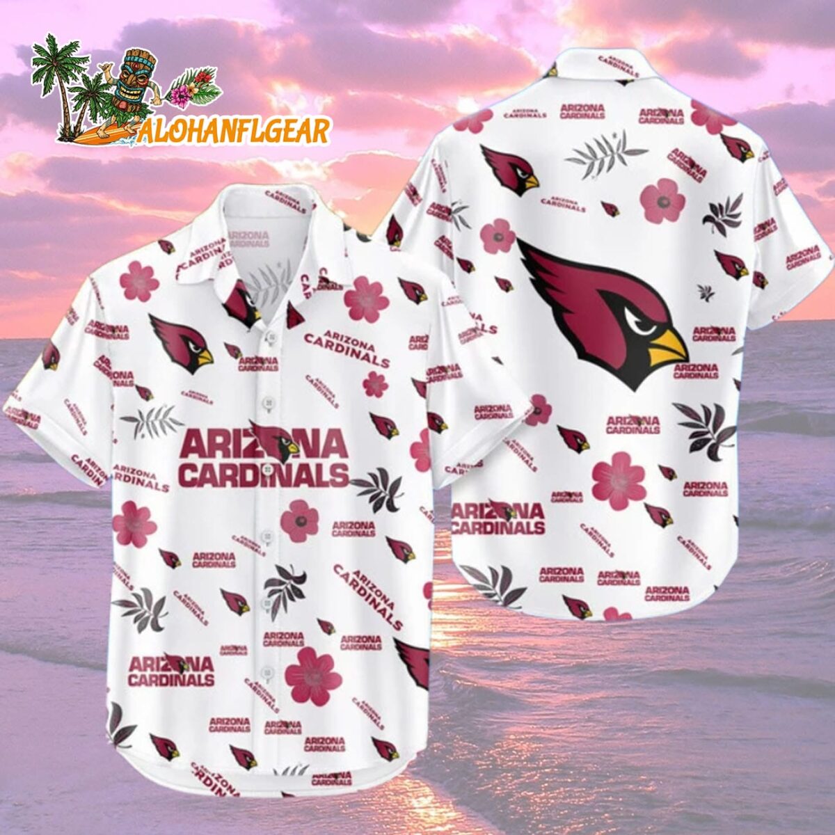 Arizona Cardinals Hawaiian Shirt Tropical Beach, Arizona Cardinals Aloha Shirt 1 Arizona Cardinals Hawaiian Shirt Tropical Beach Arizona Cardinals Aloha Shirt 2