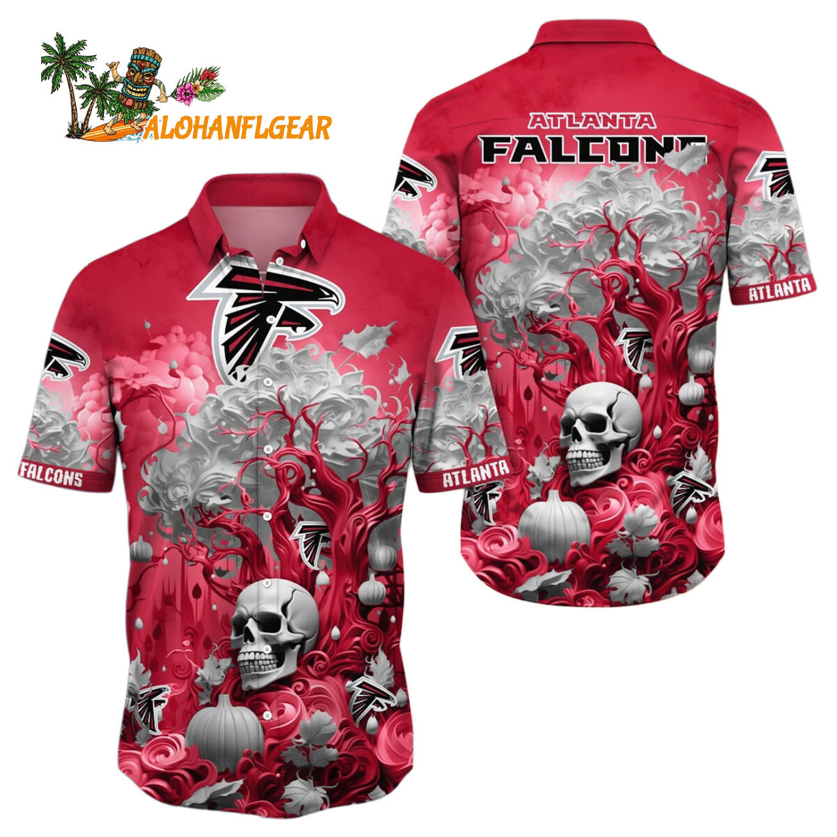 Atlanta Falcons Halloween Skull Pumpkin Hawaiian Shirt Atlanta Falcons Aloha Shirt 1