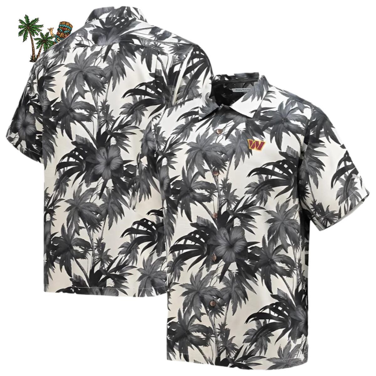 Bahama Mens Black Washington Commanders Sport Hawaiian Shirt Washington Commanders Aloha Shirt 1