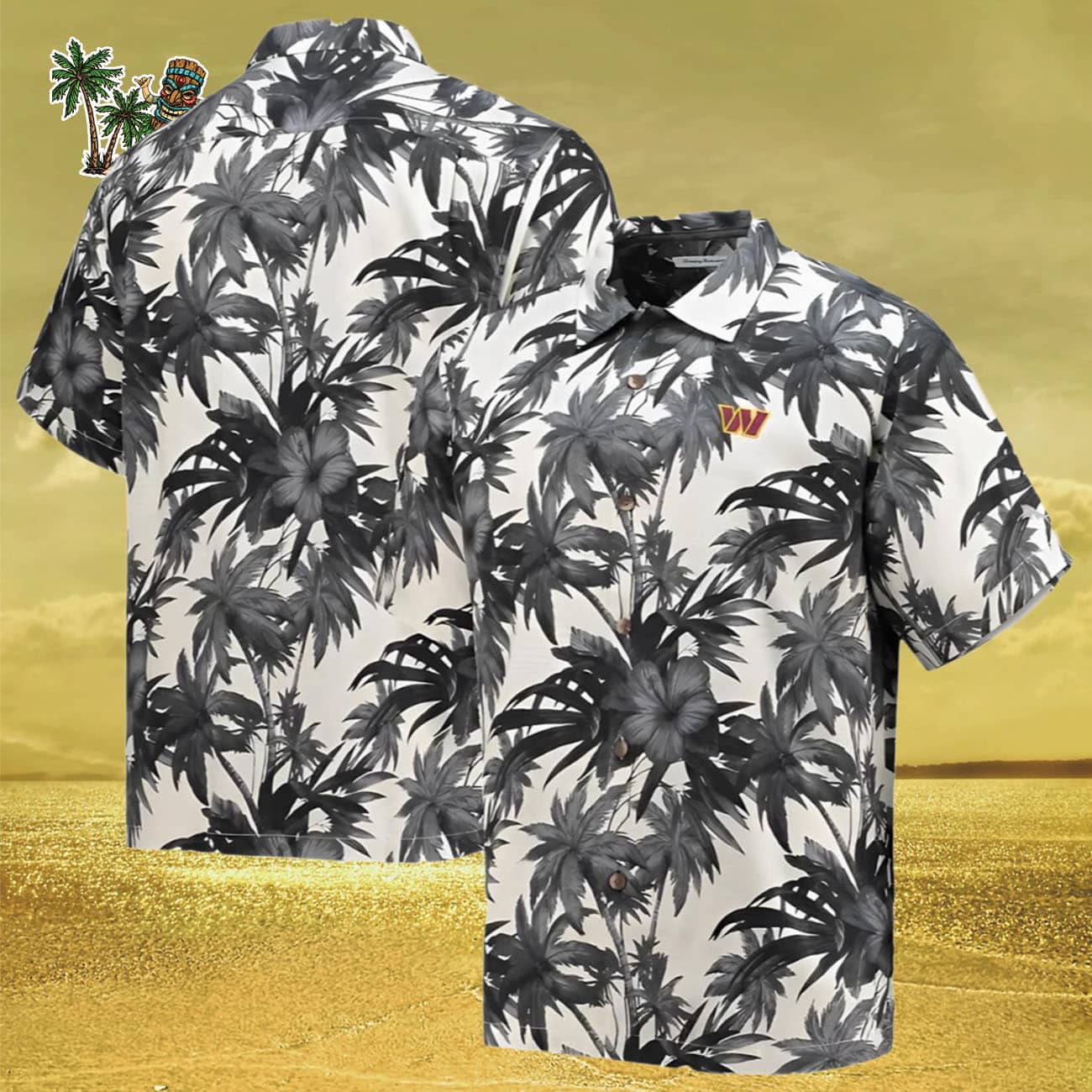 Bahama Mens Black Washington Commanders Sport Hawaiian Shirt, Washington Commanders Aloha Shirt Bahama Mens Black Washington Commanders Sport Hawaiian Shirt, Washington Commanders Aloha Shirt