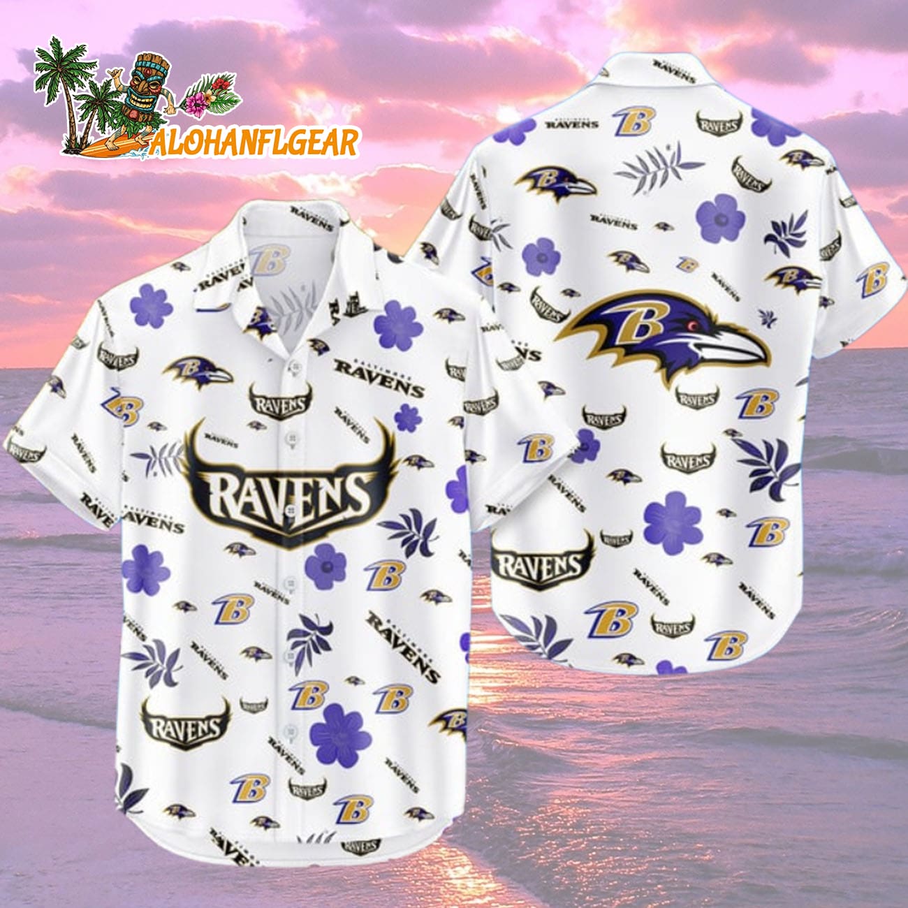 Baltimore Ravens Hawaiian Shirt Tropical Beach, Baltimore Ravens Aloha Shirt Baltimore Ravens Hawaiian Shirt Tropical Beach, Baltimore Ravens Aloha Shirt
