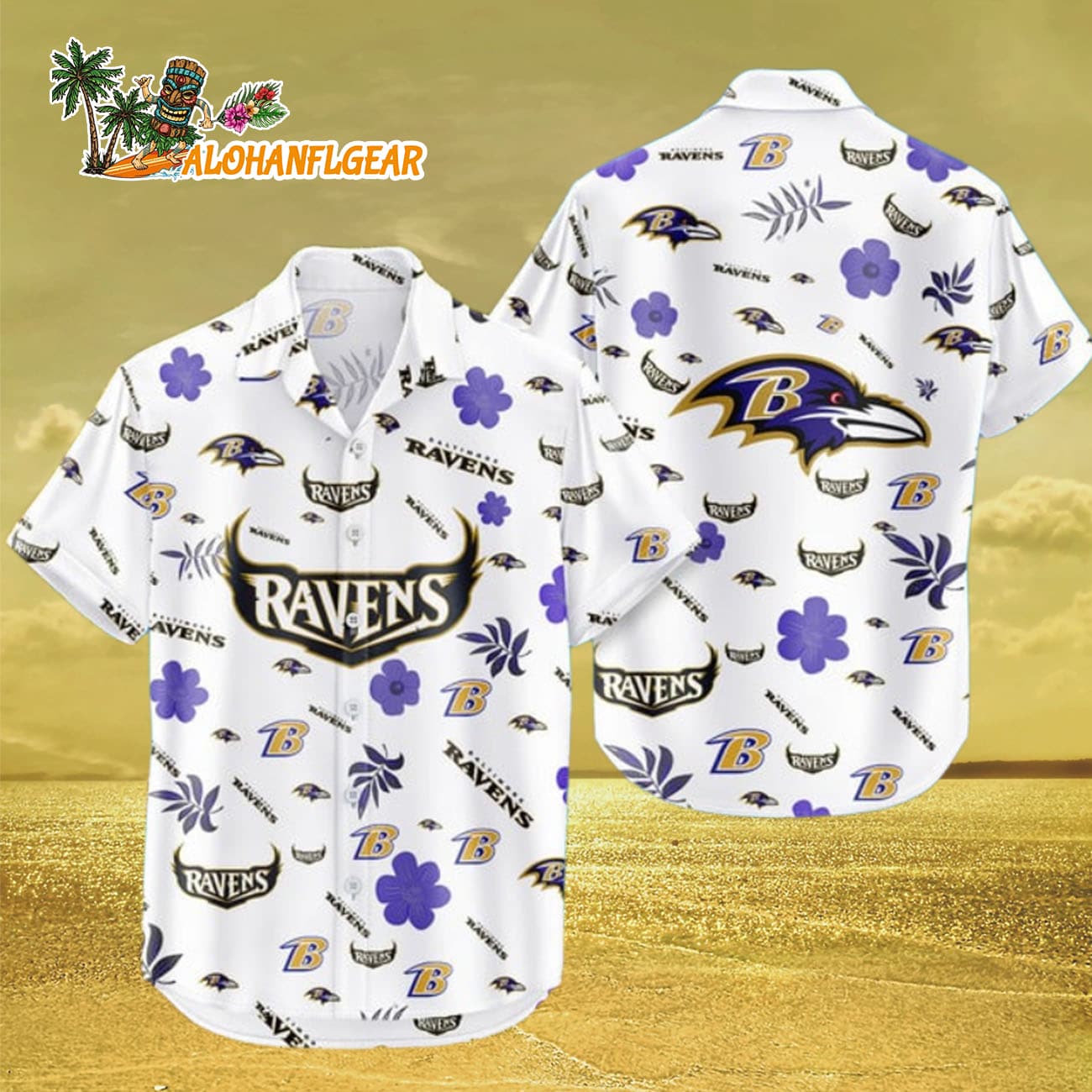 Baltimore Ravens Hawaiian Shirt Tropical Beach, Baltimore Ravens Aloha Shirt Baltimore Ravens Hawaiian Shirt Tropical Beach, Baltimore Ravens Aloha Shirt
