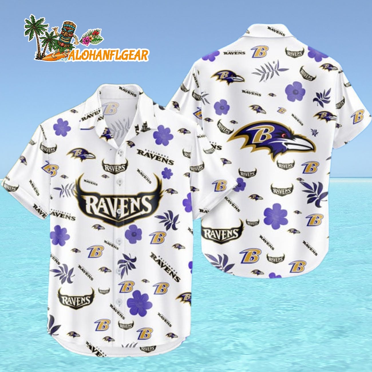 Baltimore Ravens Hawaiian Shirt Tropical Beach, Baltimore Ravens Aloha Shirt Baltimore Ravens Hawaiian Shirt Tropical Beach, Baltimore Ravens Aloha Shirt