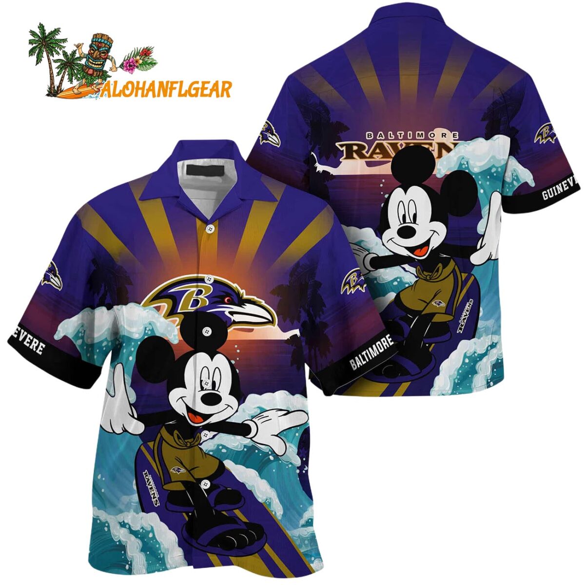 Baltimore Ravens Special Mickey Mouse Movies Design Summer Hawaiian Shirt Baltimore Ravens Aloha Shirt 1