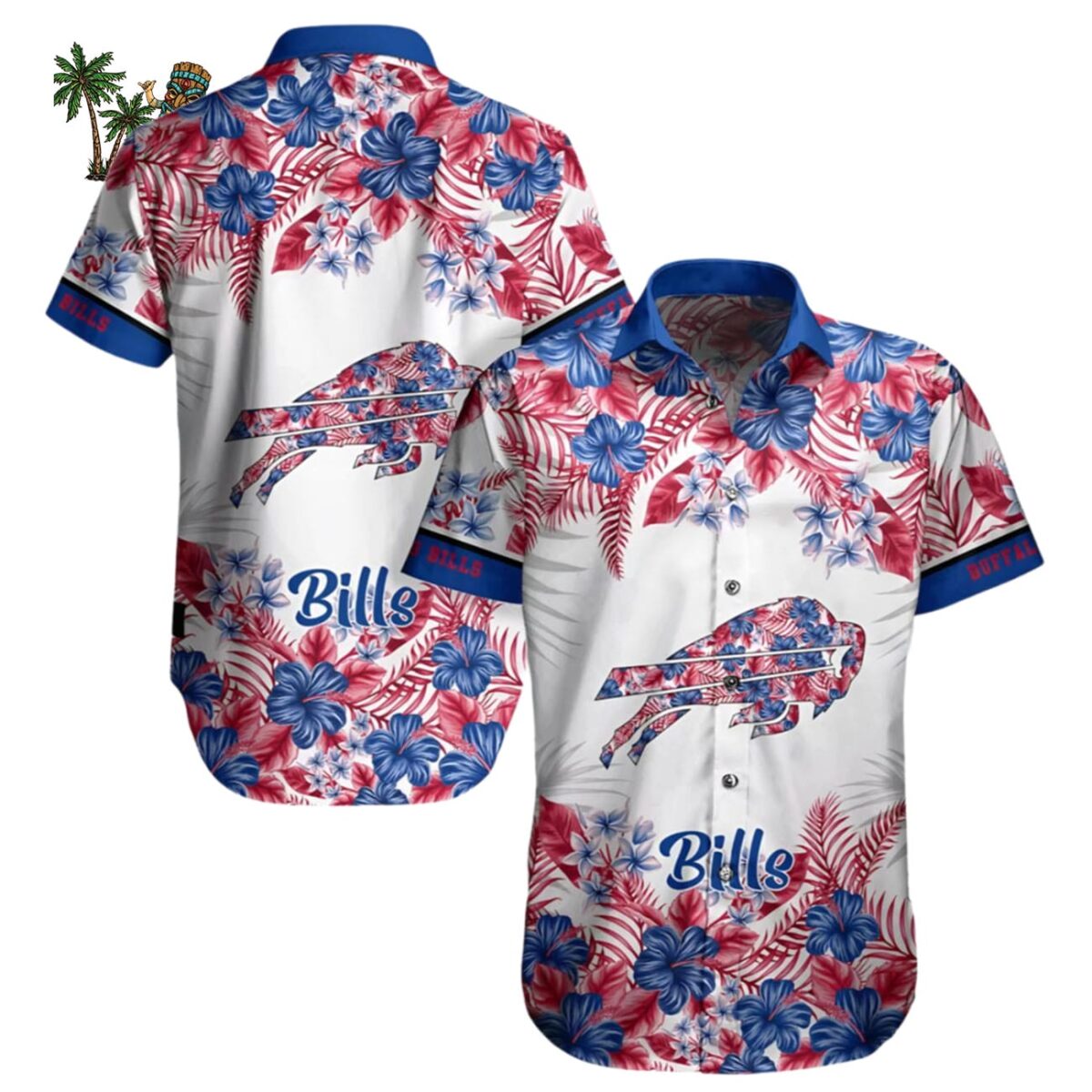 Buffalo Bills Graphic Flower Tropical Patterns Buffalo Bills Aloha Shirt 1