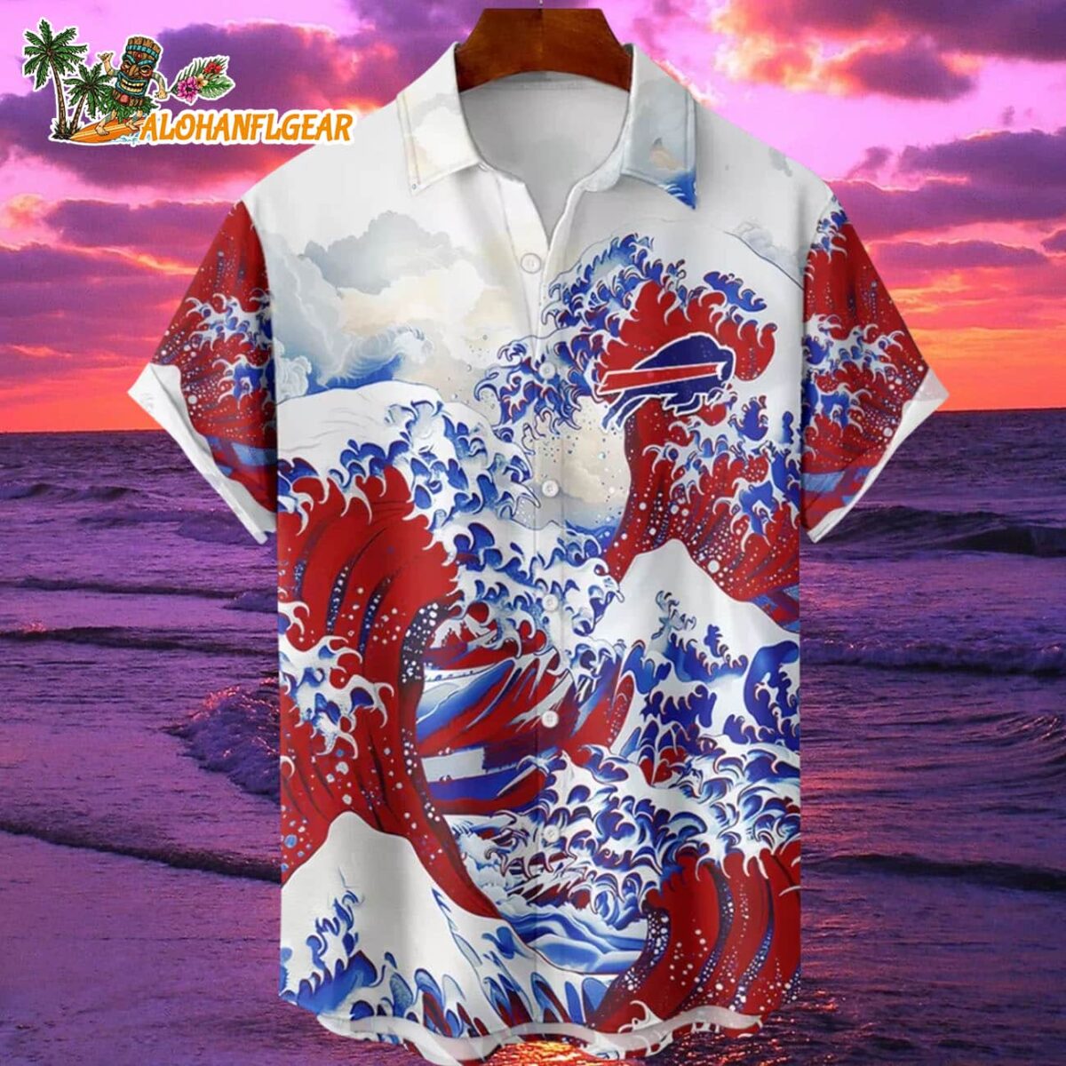 Buffalo Bills Great Wave Hawaiian Shirt Custom Name And Number NFL Aloha Shirt 1