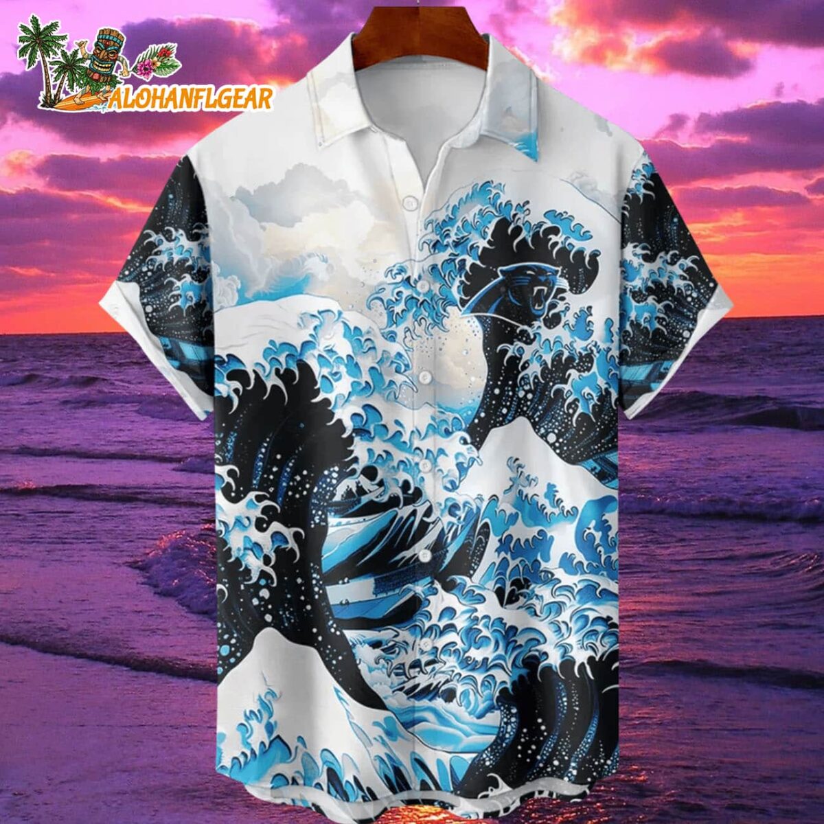 Carolina Panthers Great Wave Hawaiian Shirt Custom Name And Number NFL Aloha Shirt 1