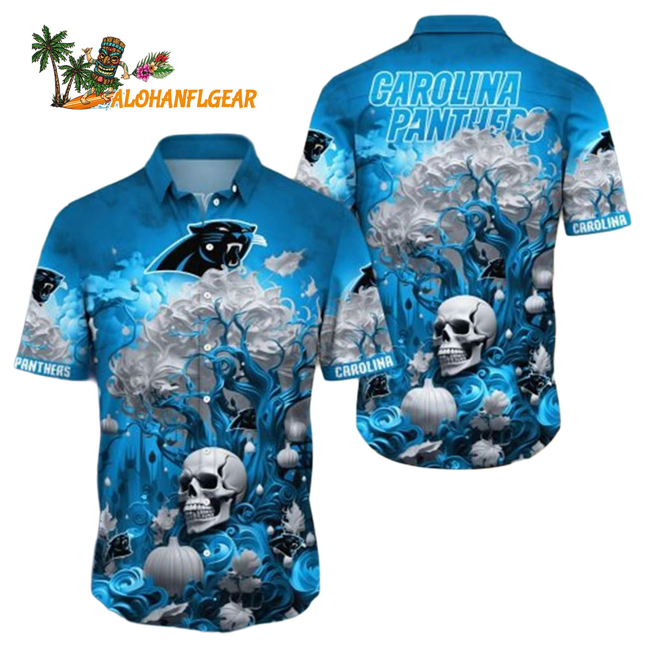 Carolina Panthers Halloween Skull Pumpkin, Carolina Panthers Aloha Shirt Carolina Panthers Halloween Skull Pumpkin, Carolina Panthers Aloha Shirt