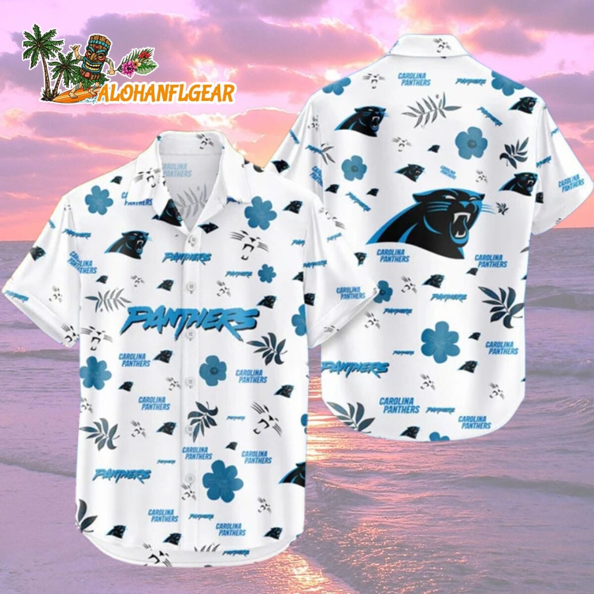 Carolina Panthers Hawaiian Shirt Tropical Beach Carolina Panthers Aloha Shirt 2