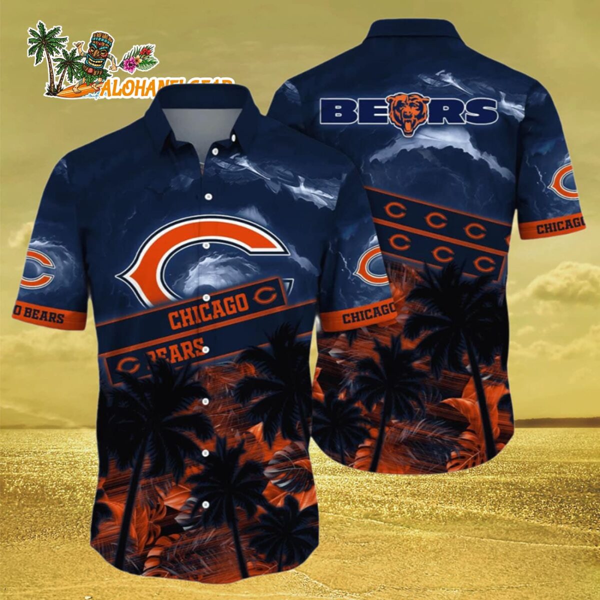 Chicago Bears Hawaiian Shirt Sun Kissed Chicago Bears Aloha Shirt 3