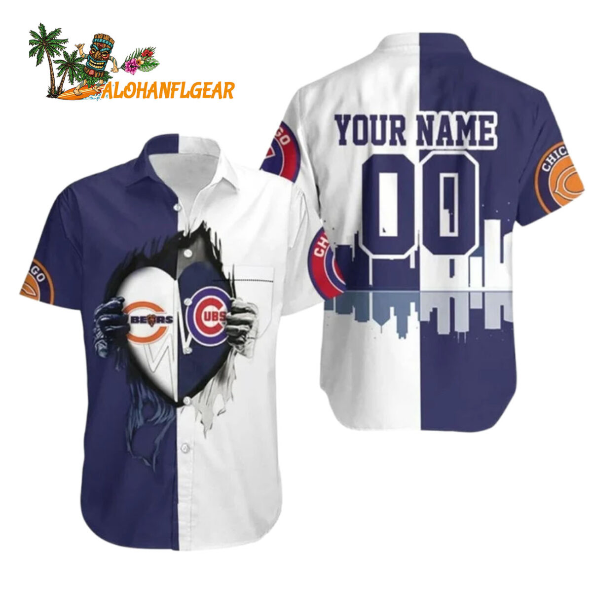 Chicago Bears X Cubs Dual Loyalty Hawaiian Shirt Chicago Bears Aloha Shirt 1