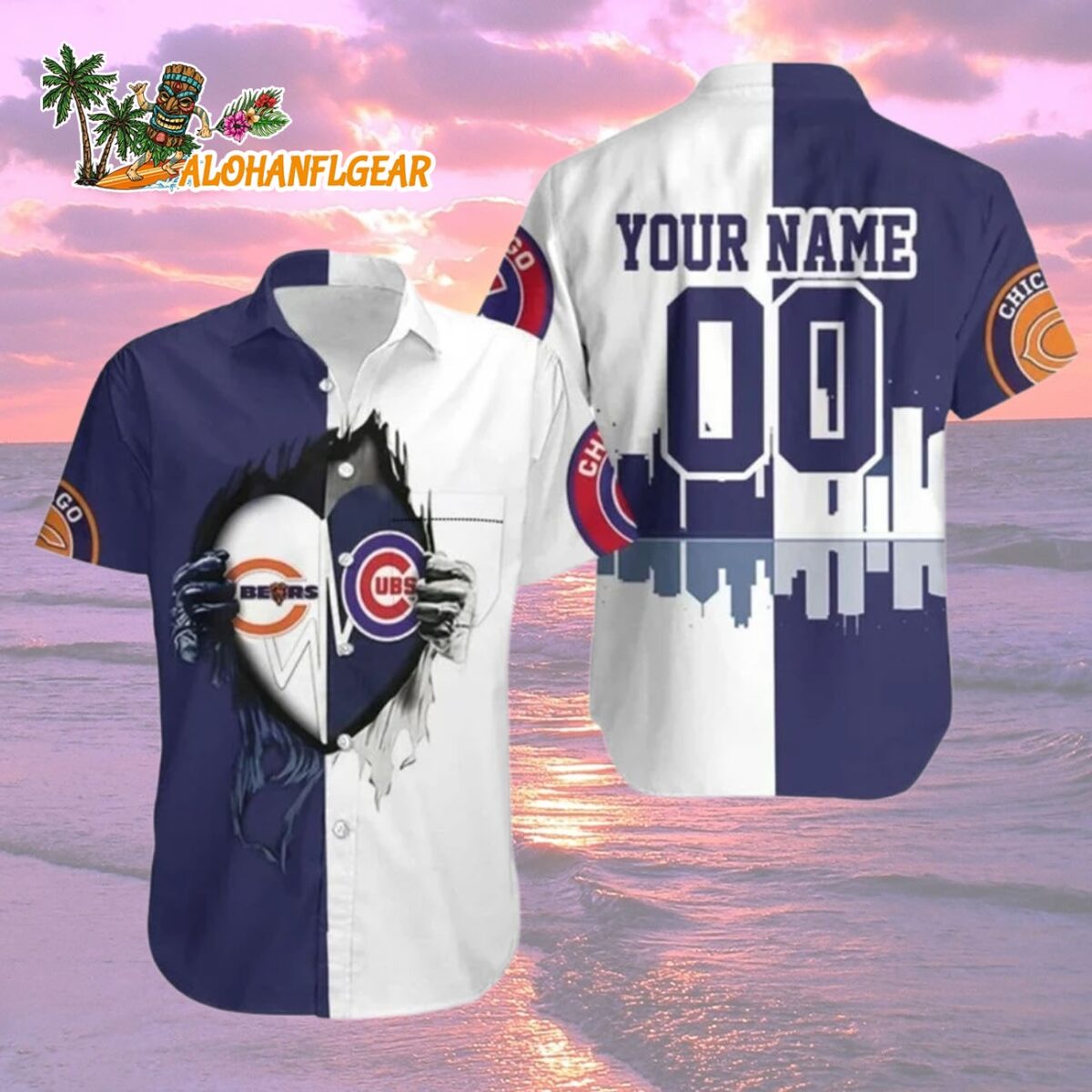 Chicago Bears X Cubs Dual Loyalty Hawaiian Shirt Chicago Bears Aloha Shirt 2