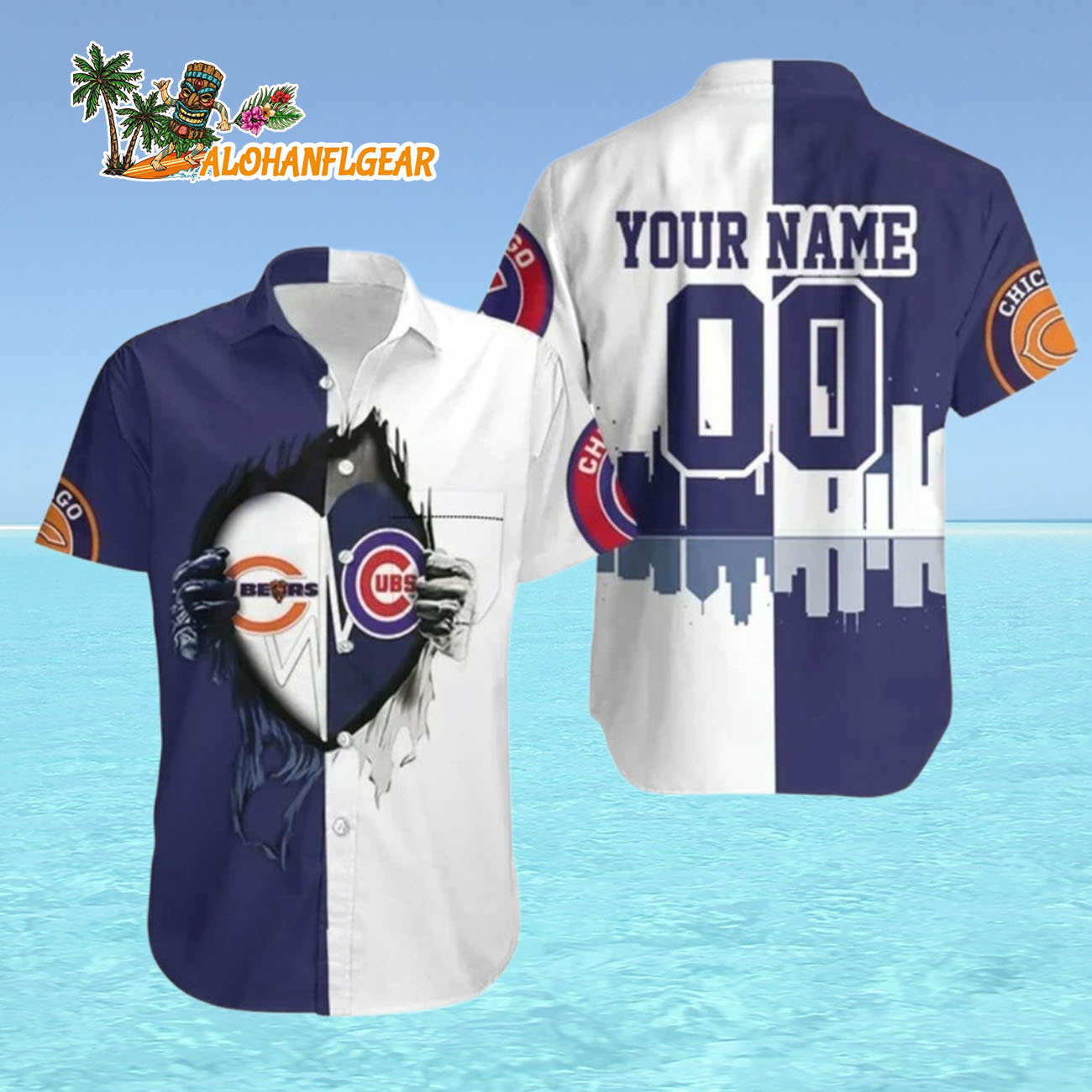 Chicago Bears X Cubs Dual Loyalty Hawaiian Shirt Custom Name And Number , Chicago Bears Aloha Shirt Chicago Bears X Cubs Dual Loyalty Hawaiian Shirt Custom Name And Number , Chicago Bears Aloha Shirt