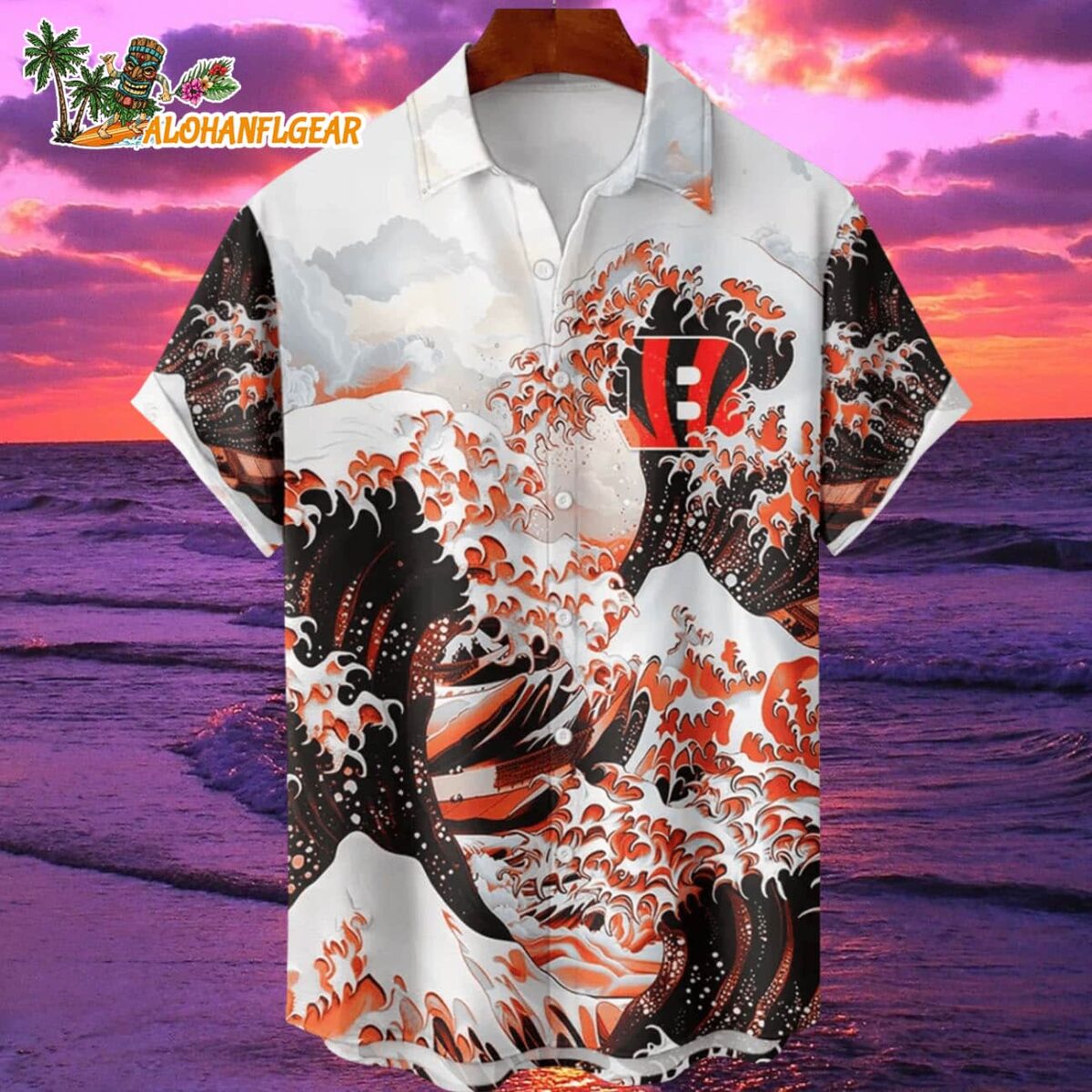 Cincinnati Bengals Great Wave Hawaiian Shirt Custom Name And Number NFL Aloha Shirt 1