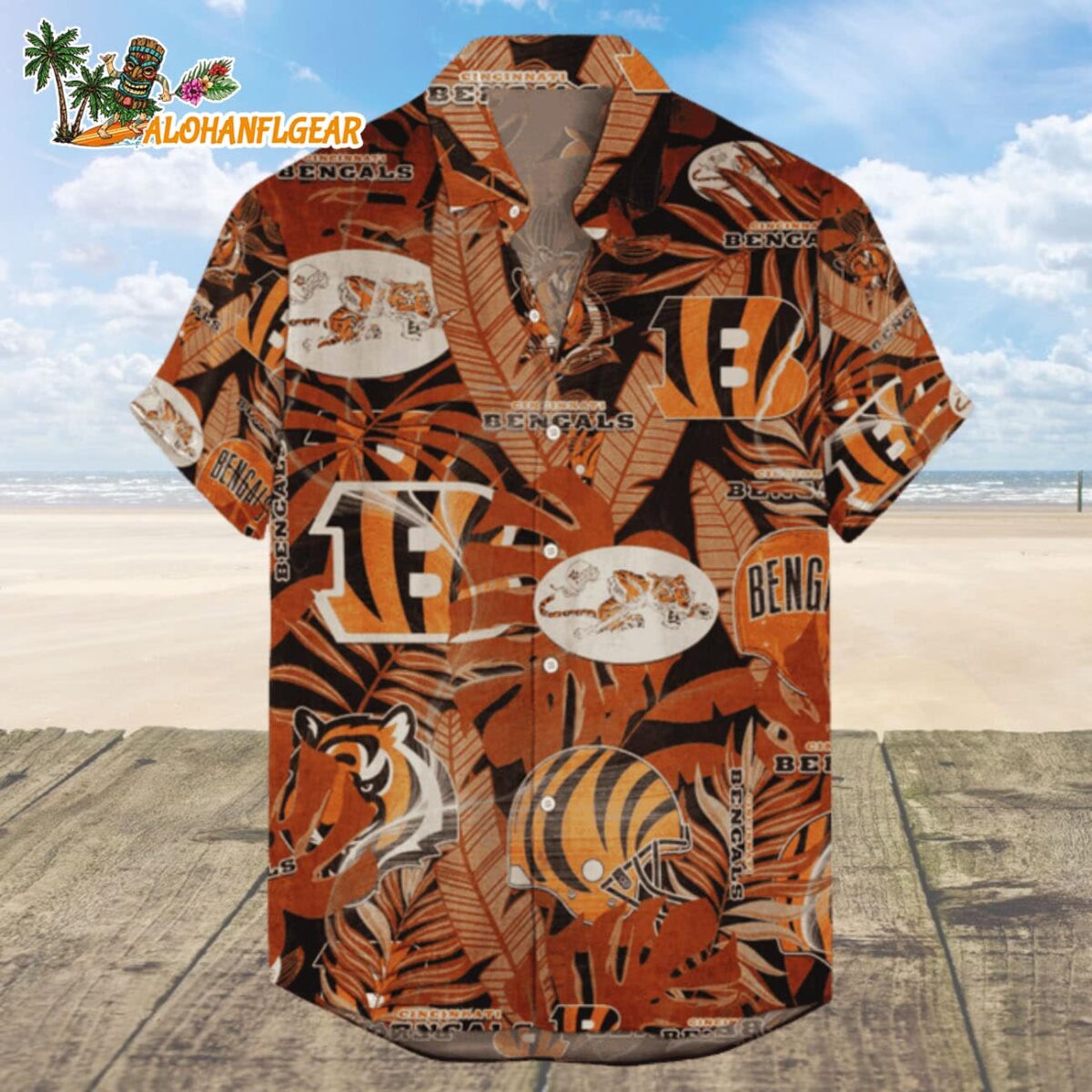 Cincinnati Bengals Hawaiian Shirt Retro Logo Revolution NFL Aloha Shirt 2025 1