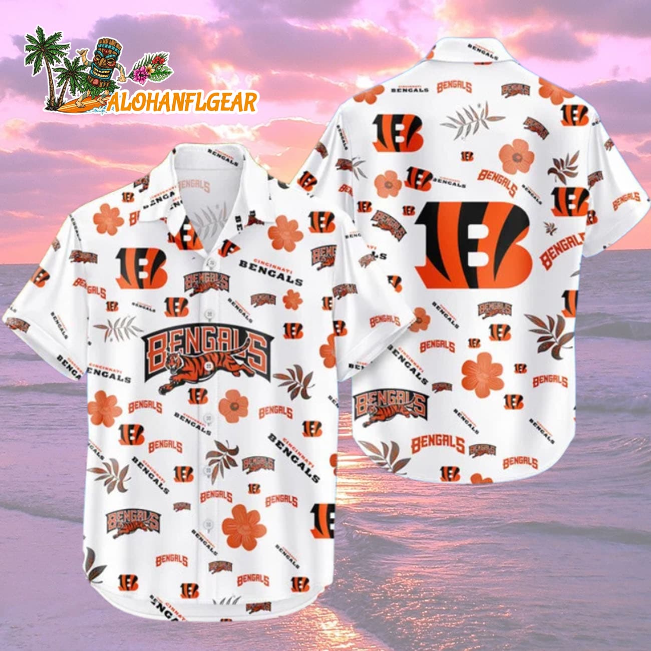 Cincinnati Bengals Hawaiian Shirt Tropical Beach, Cincinnati Bengals Aloha Shirt Cincinnati Bengals Hawaiian Shirt Tropical Beach, Cincinnati Bengals Aloha Shirt