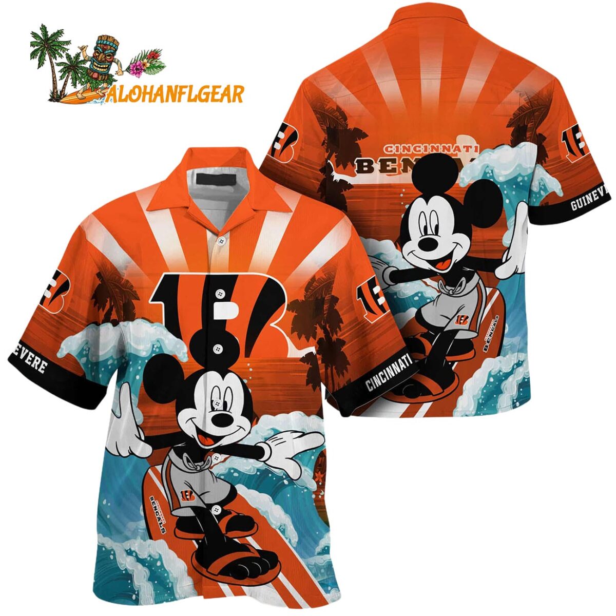 Cincinnati Bengals Special Mickey Mouse Movies Design Summer Hawaiian Shirt Cincinnati Bengals Aloha Shirt 1