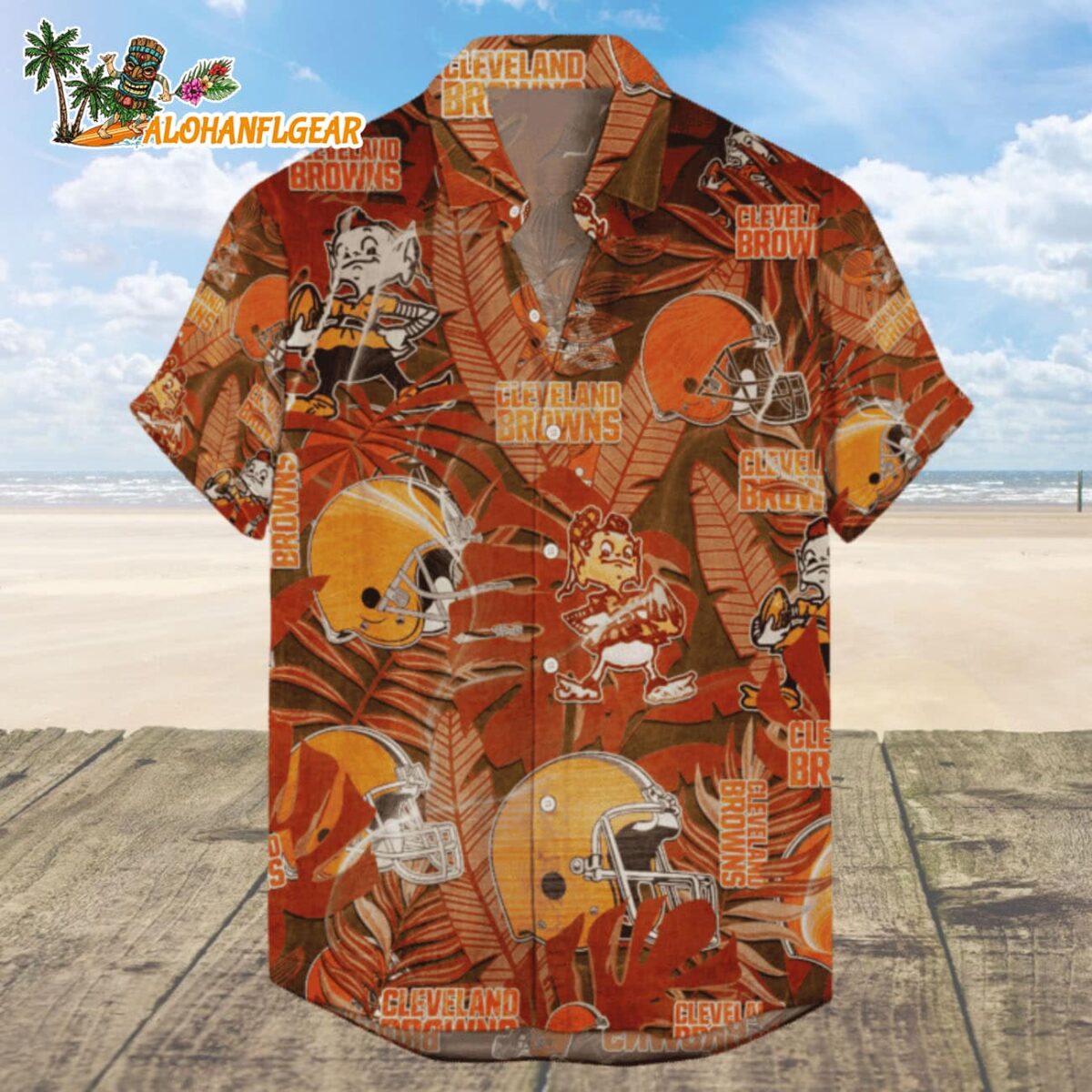 Cleveland Browns Hawaiian Shirt Retro Logo Revolution NFL Aloha Shirt 2025 1