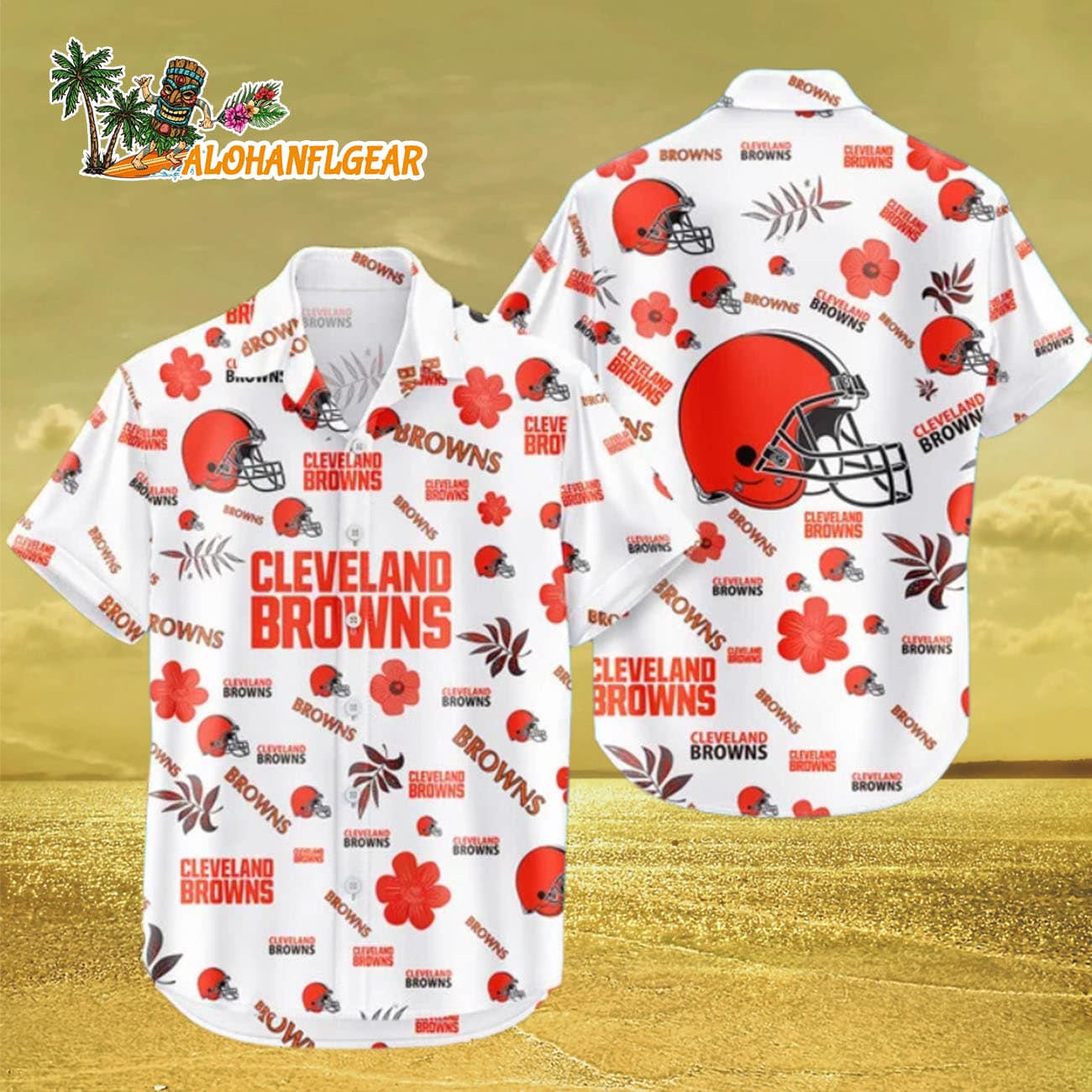 Cleveland Browns Hawaiian Shirt Tropical Beach, Cleveland Browns Aloha Shirt Cleveland Browns Hawaiian Shirt Tropical Beach, Cleveland Browns Aloha Shirt