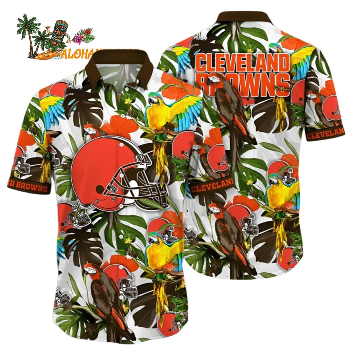 Cleveland Browns Hawaiian Shirt Tropical Bird And Leaf Pattern Cleveland Browns Aloha Shirt 1