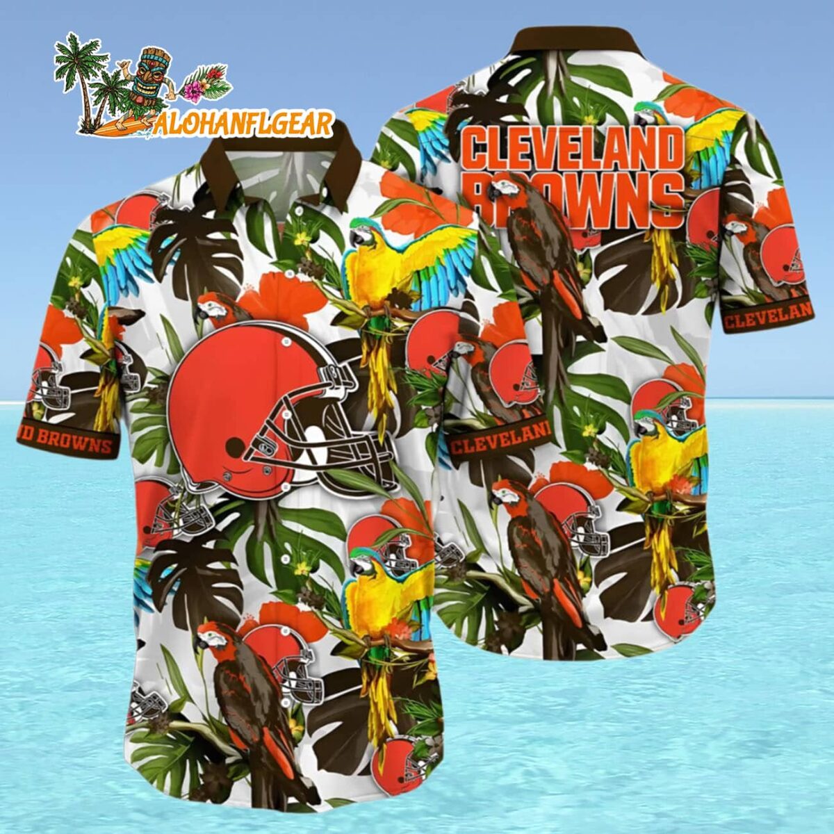 Cleveland Browns Hawaiian Shirt Tropical Bird And Leaf Pattern Cleveland Browns Aloha Shirt 4
