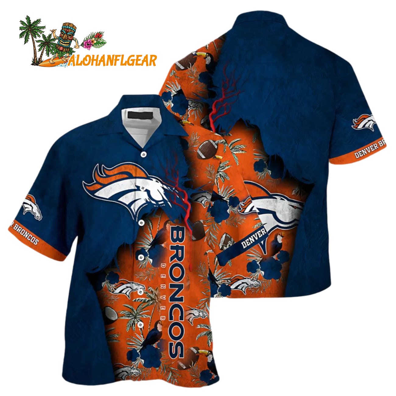 Denver Broncos Hawaiian Shirt Flora And Palm Tree Print, Denver Broncos Aloha Shirt Denver Broncos Hawaiian Shirt Flora And Palm Tree Print, Denver Broncos Aloha Shirt