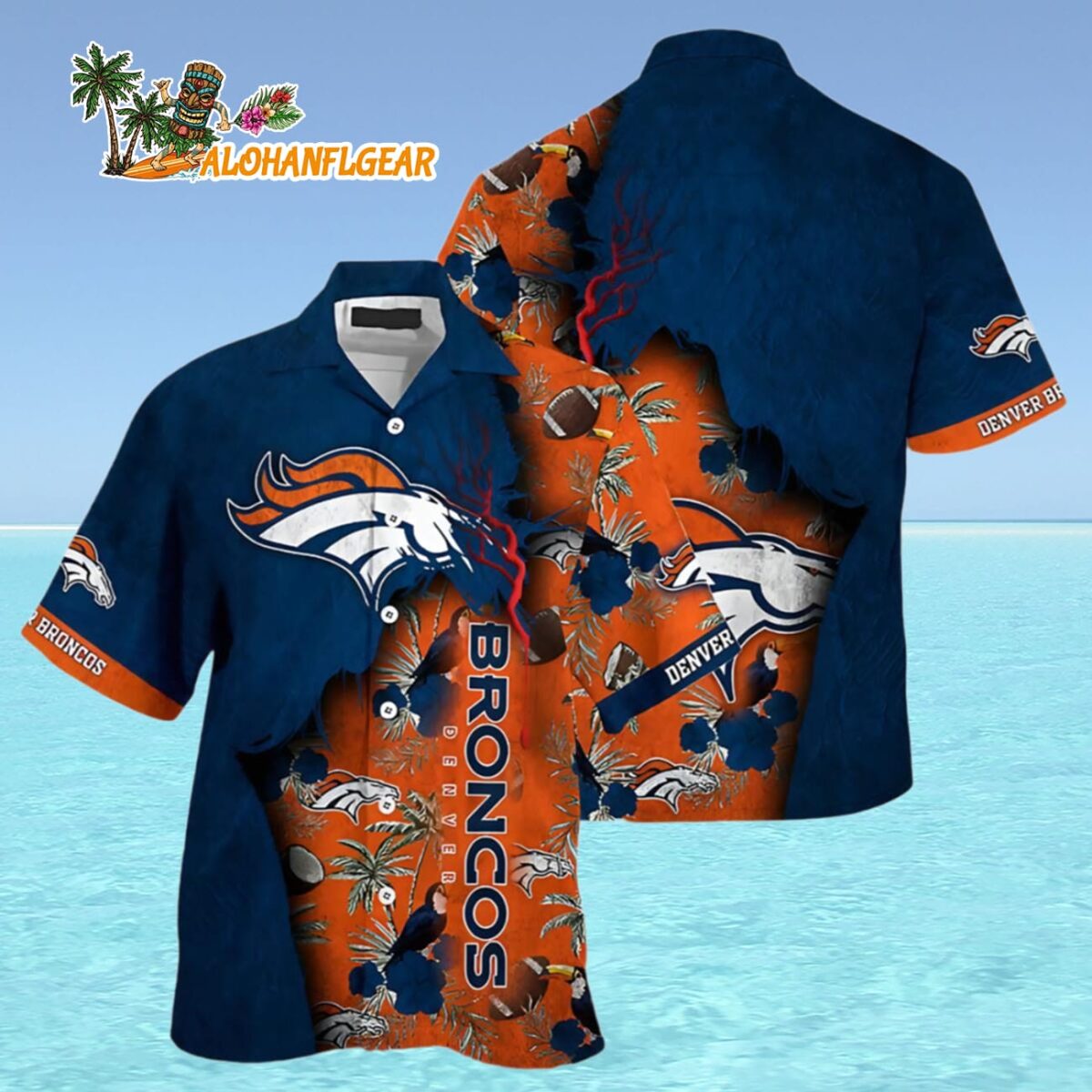 Denver Broncos Hawaiian Shirt Flora And Palm Tree Print Denver Broncos Aloha Shirt 4