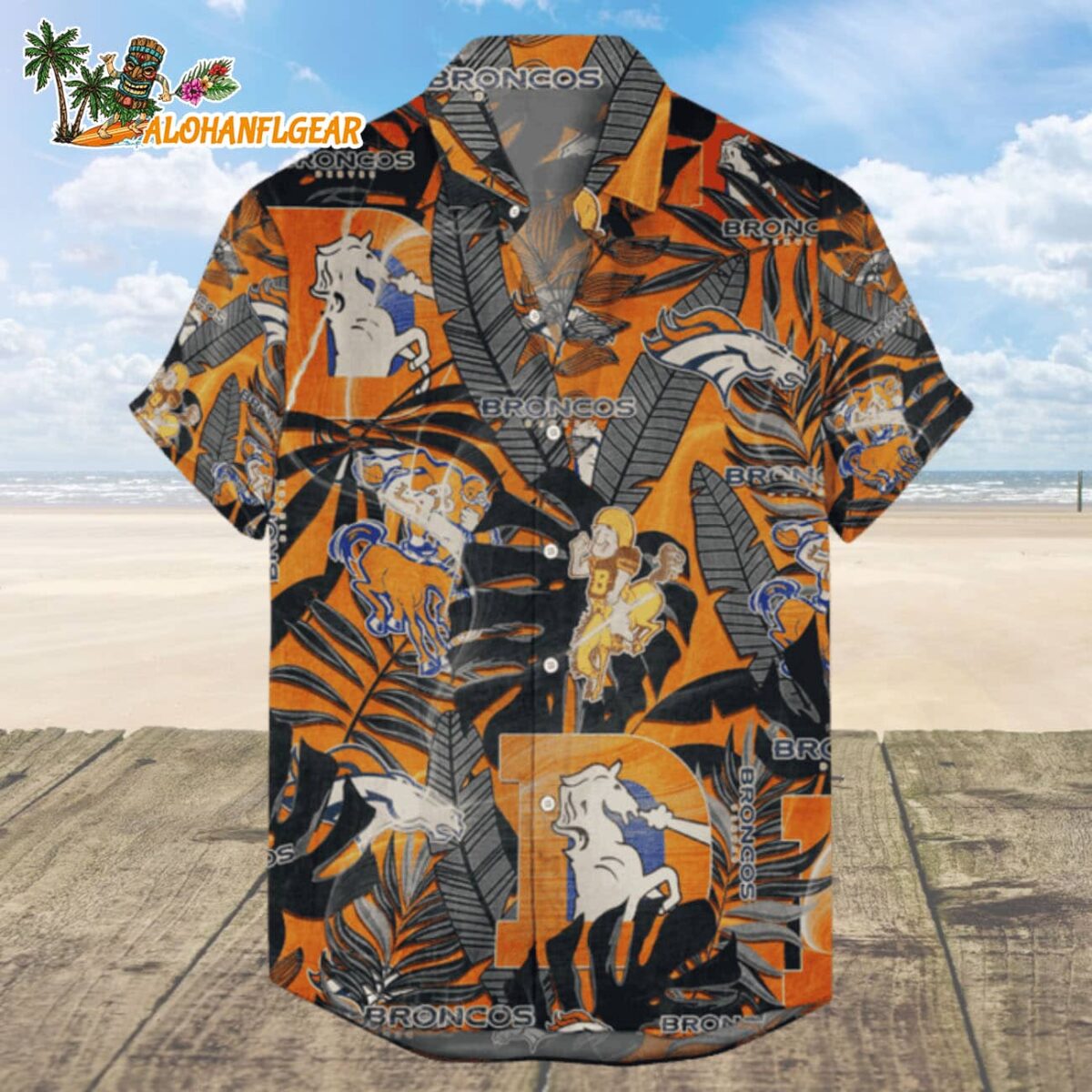 Denver Broncos Hawaiian Shirt Retro Logo Revolution NFL Aloha Shirt 2025 1