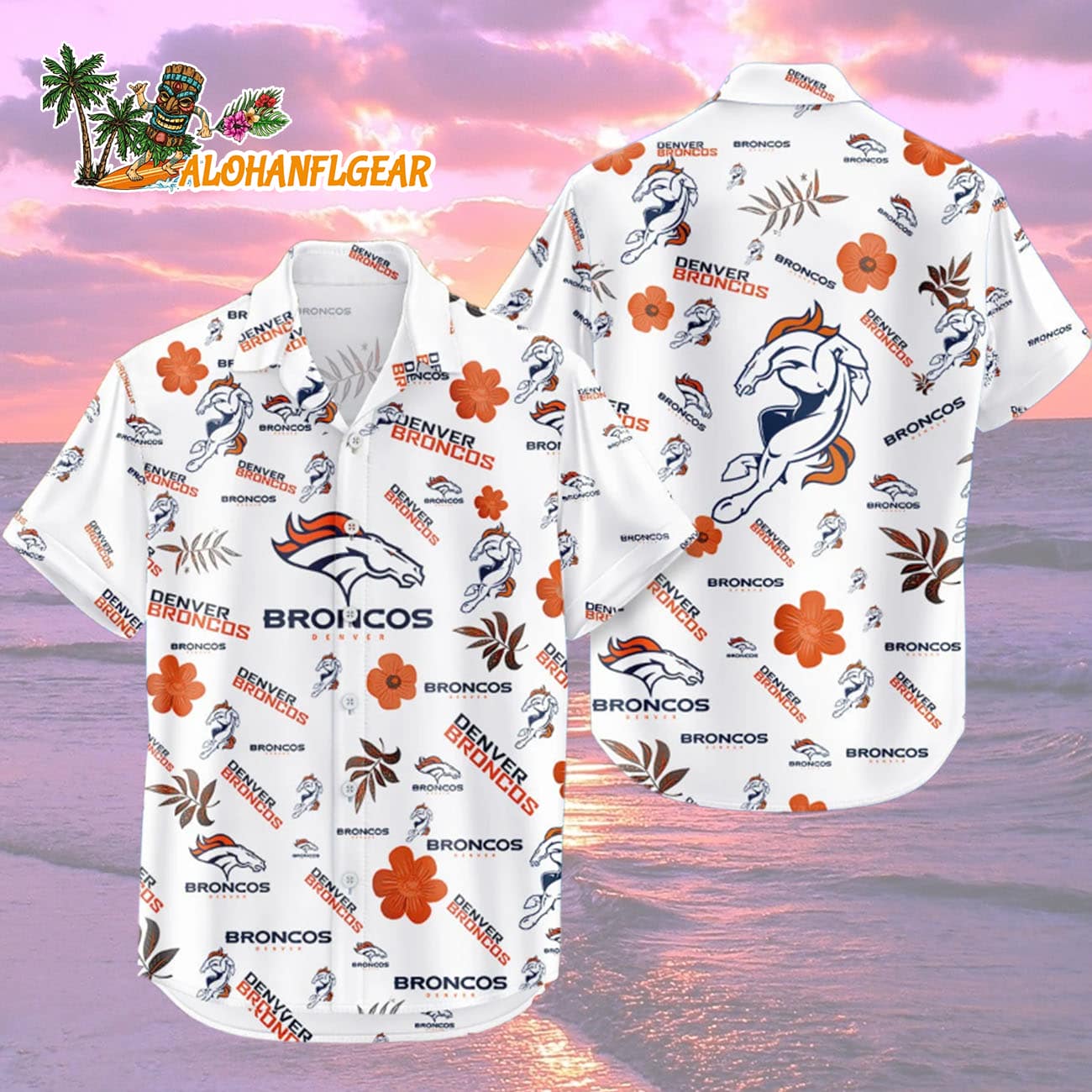 Denver Broncos Hawaiian Shirt Tropical Beach, Denver Broncos Aloha Shirt Denver Broncos Hawaiian Shirt Tropical Beach, Denver Broncos Aloha Shirt