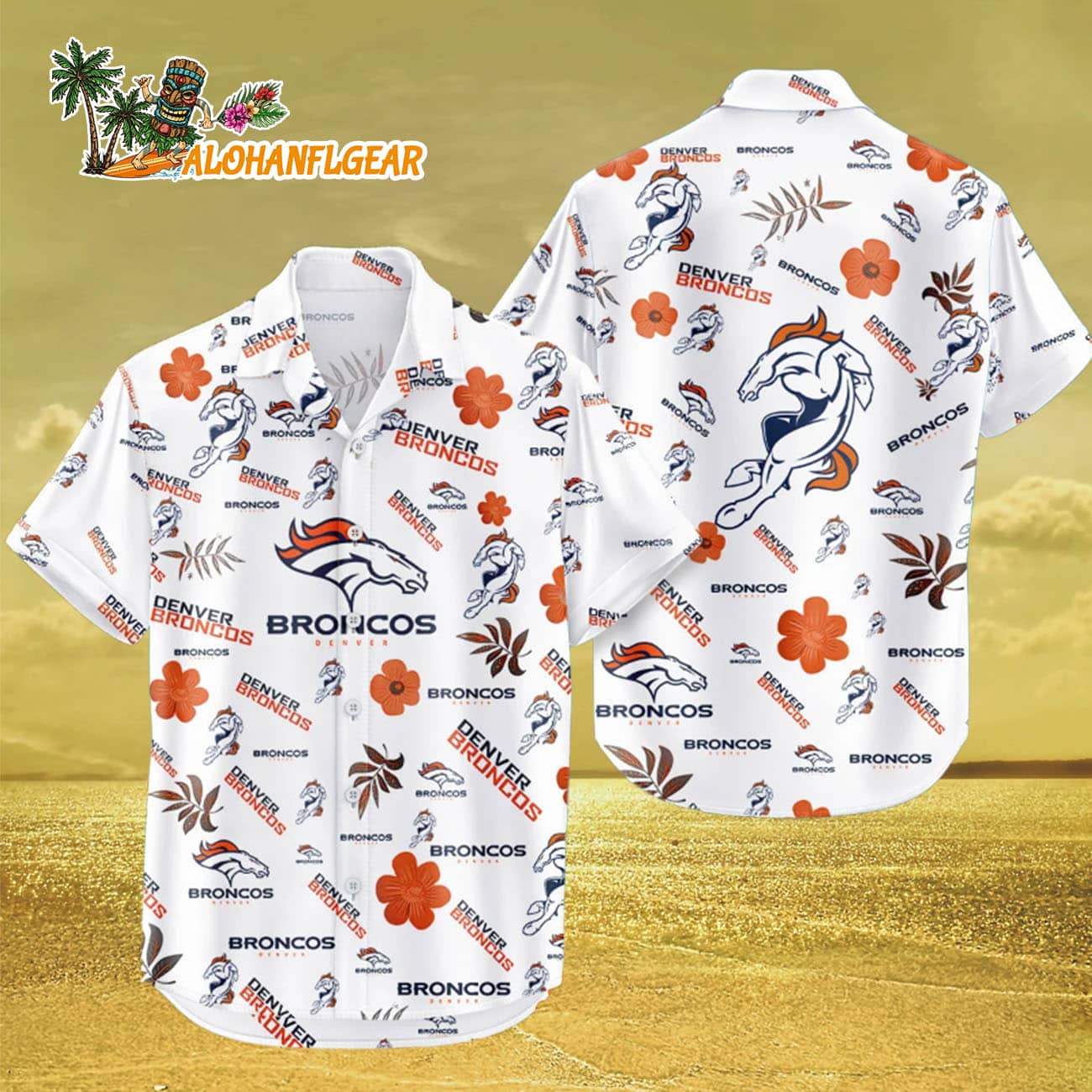 Denver Broncos Hawaiian Shirt Tropical Beach, Denver Broncos Aloha Shirt Denver Broncos Hawaiian Shirt Tropical Beach, Denver Broncos Aloha Shirt