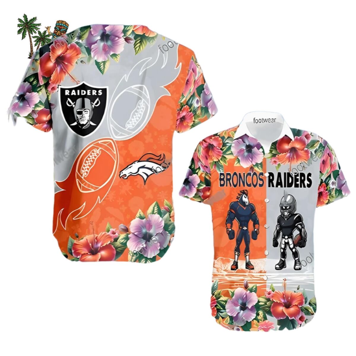 Denver Broncos Vs Las Vegas Raiders Surfboard Logo Beach Hawaiian Shirt Denver Broncos Vs Las Vegas Raiders Aloha Shirt 1