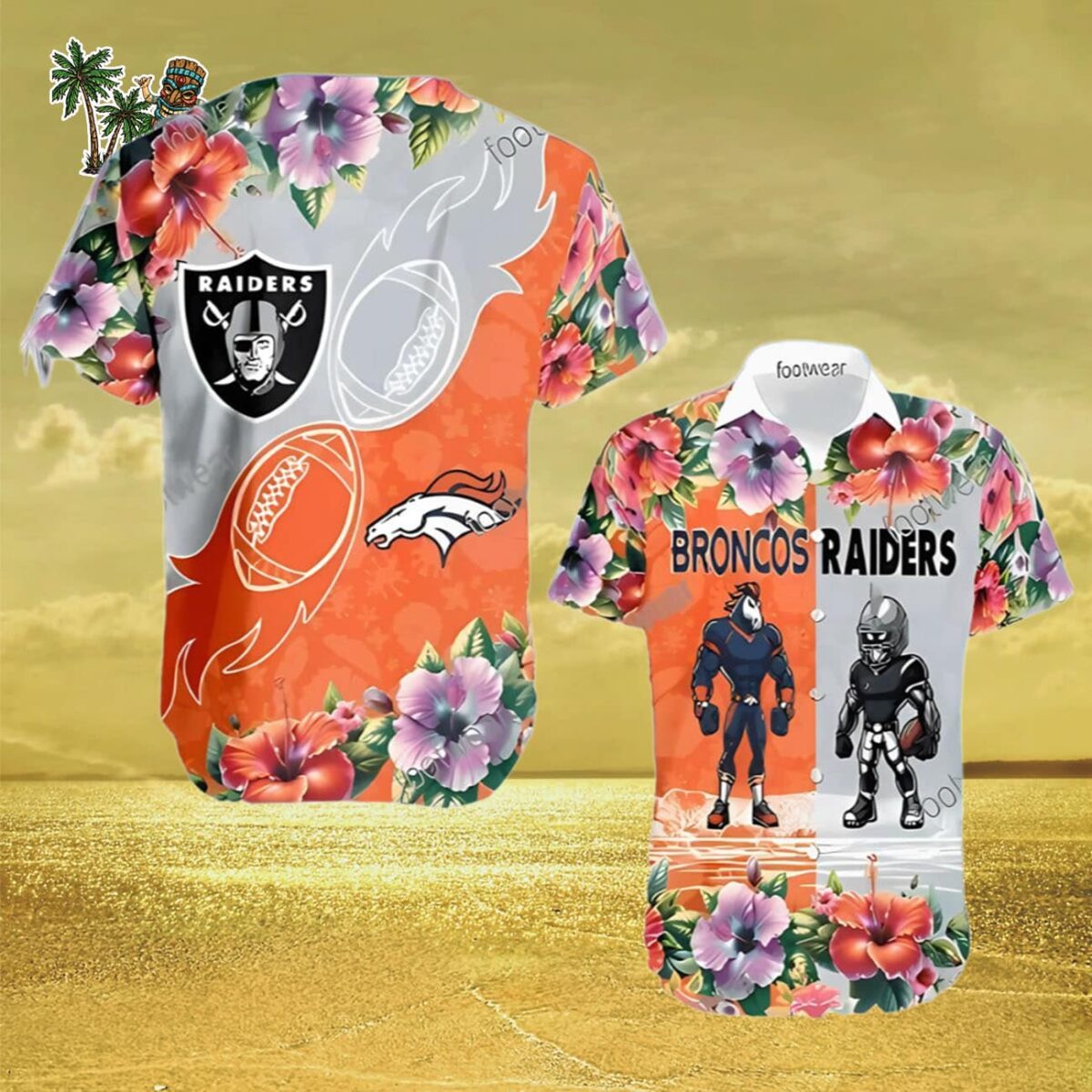 Denver Broncos Vs Las Vegas Raiders Surfboard Logo Beach Hawaiian Shirt Denver Broncos Vs Las Vegas Raiders Aloha Shirt 3