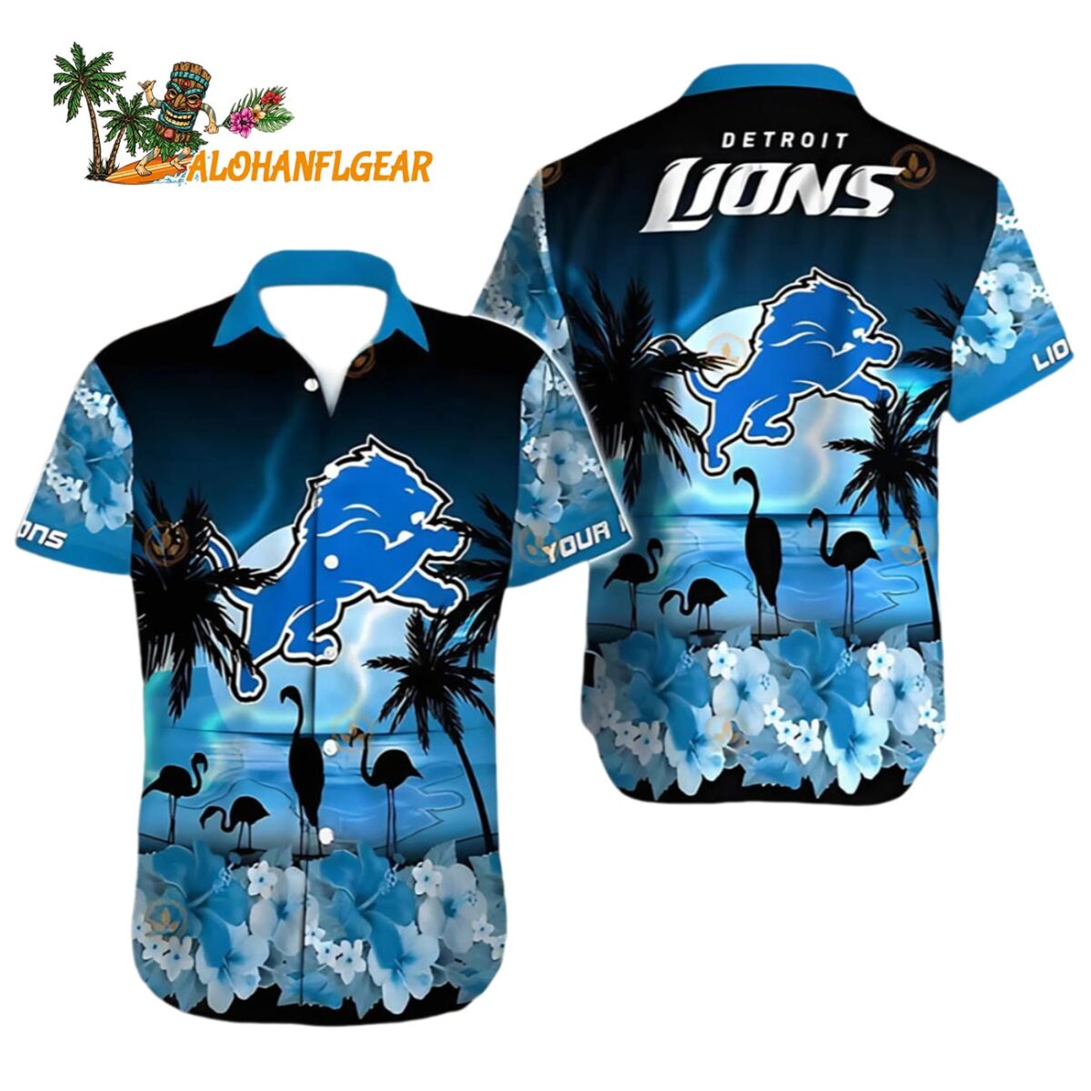 Detroit Lions Aloha Shirt Coconut Tree Pattern Detroit Lions Aloha Shirt 1